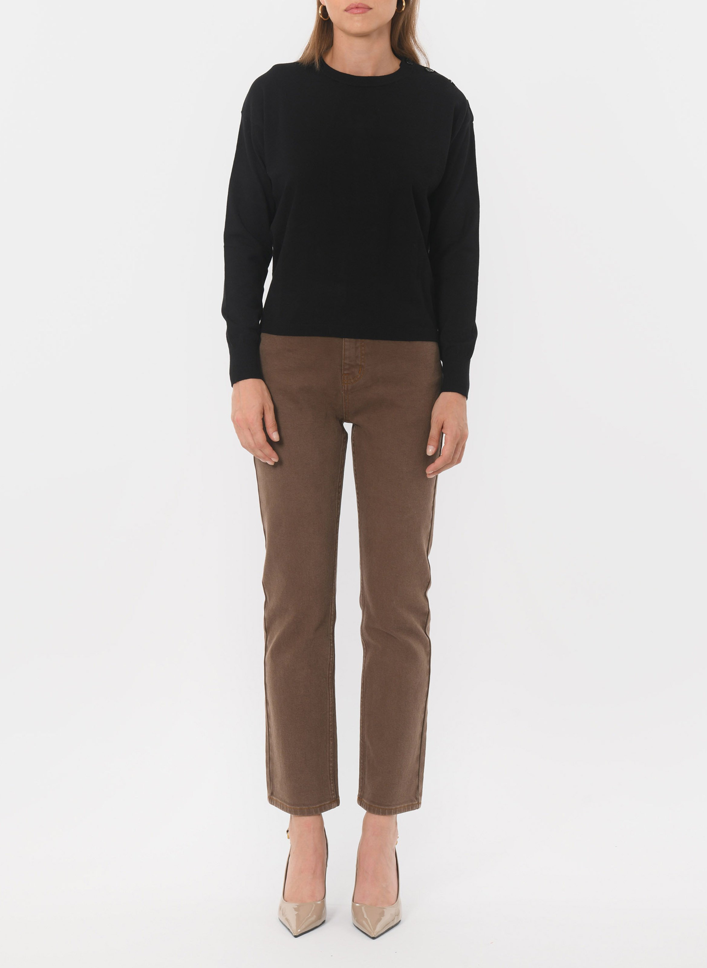 Kurzärmliger Pullover mit Rundhalsausschnitt KOOKAI Schwarz