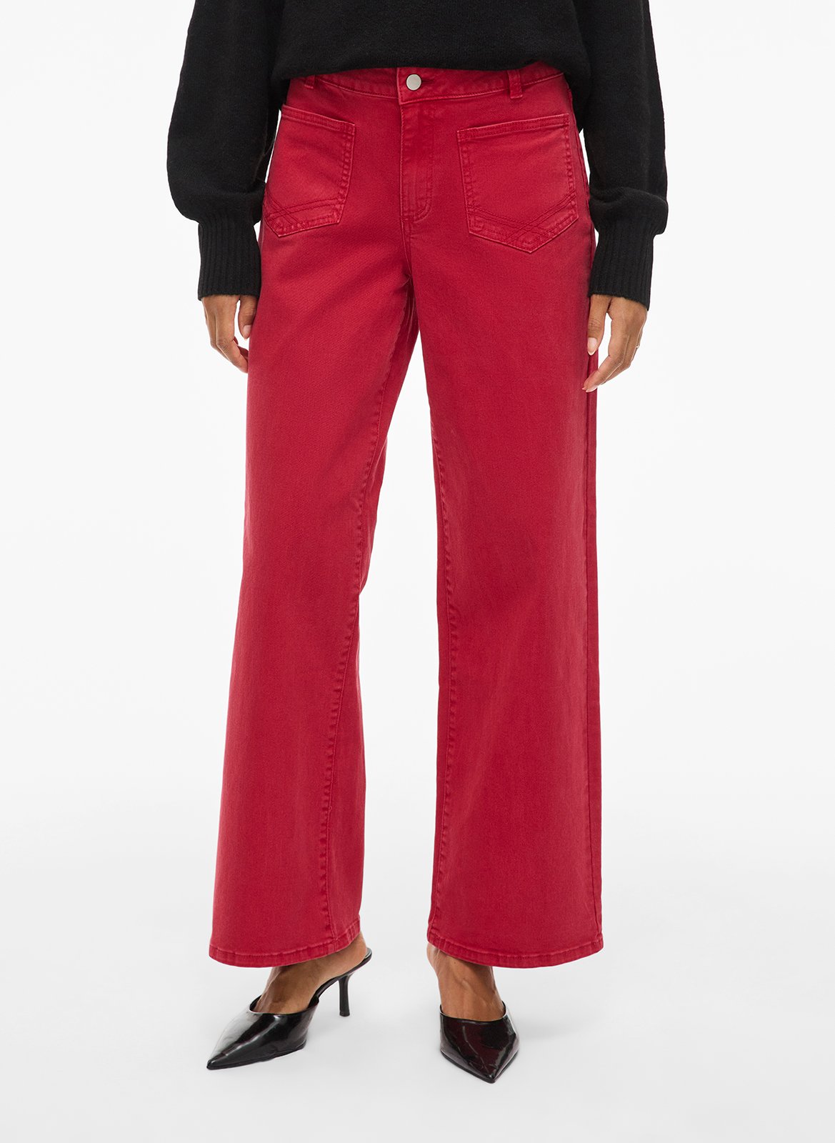 Jean large en coton mélangé VILA Rouge