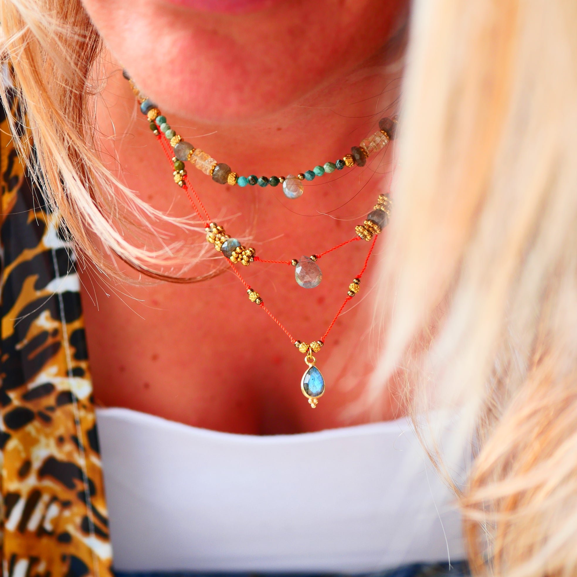 Labradorite necklace GINANDGER Green