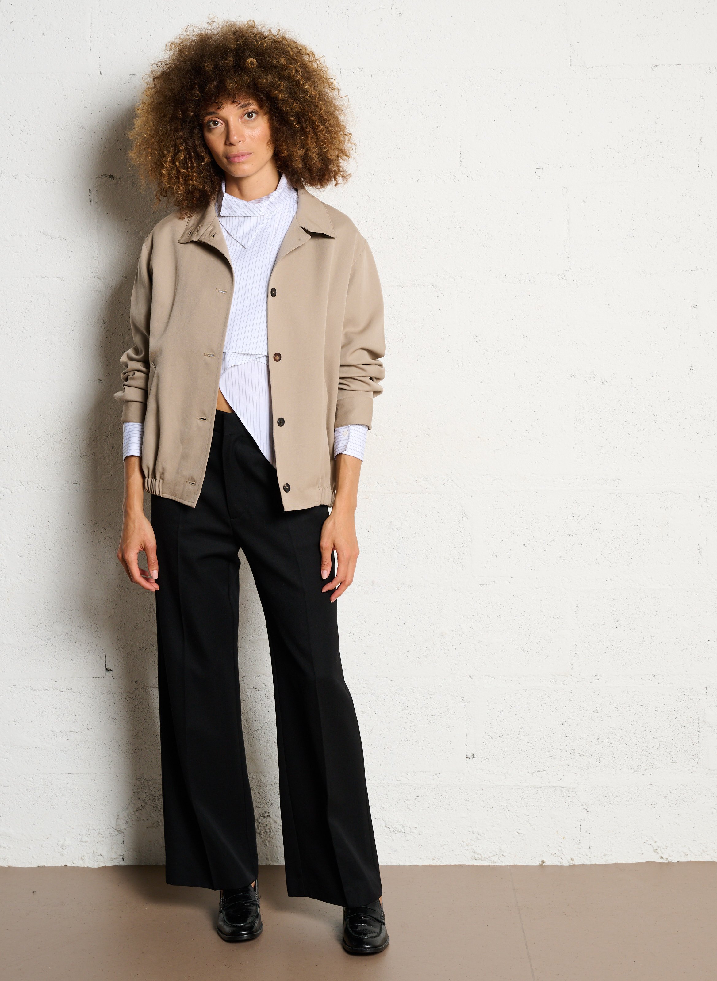 Veste col montant en laine MASSCOB Beige