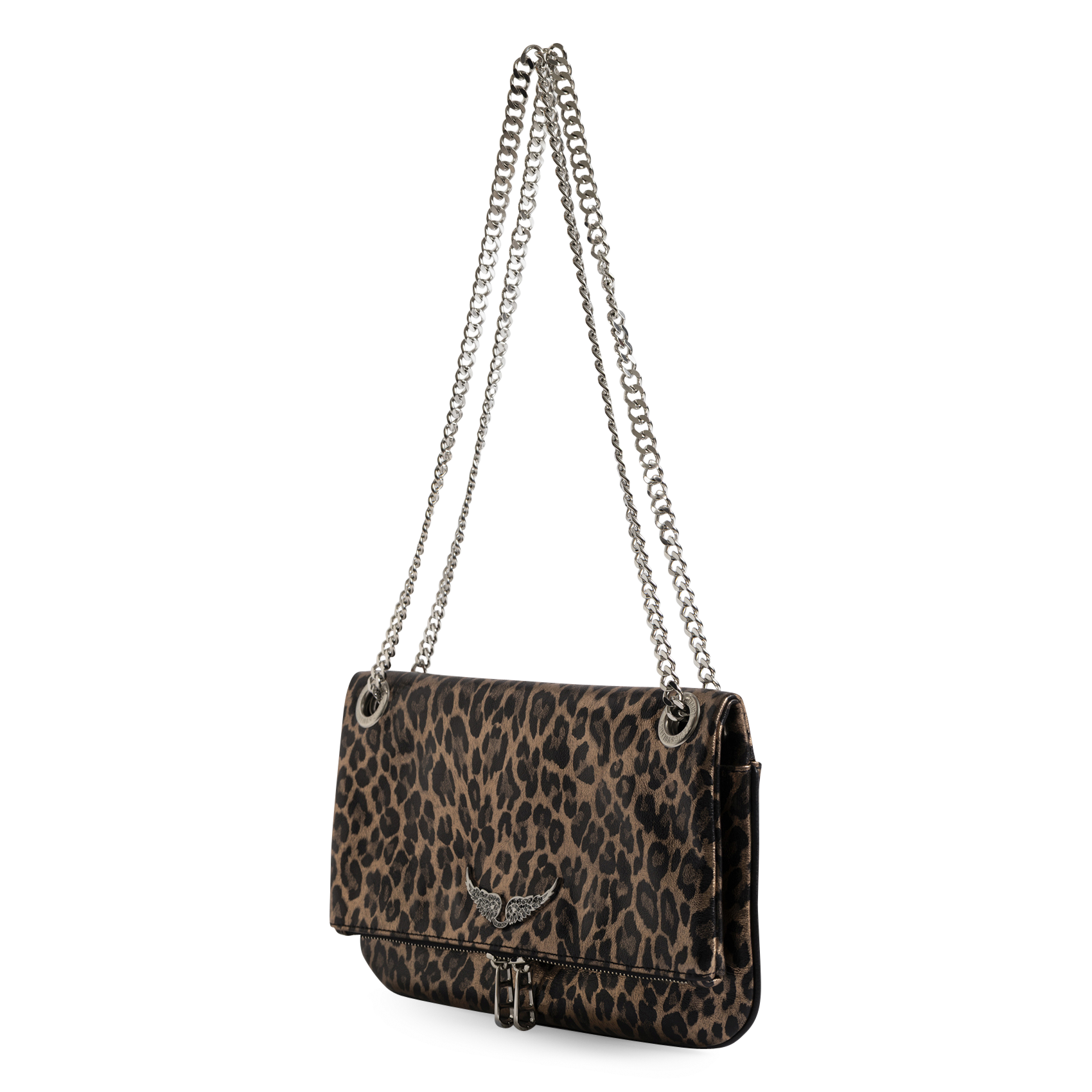 Leopard Metallic Leder Umhängetasche ZADIG&VOLTAIRE Grau