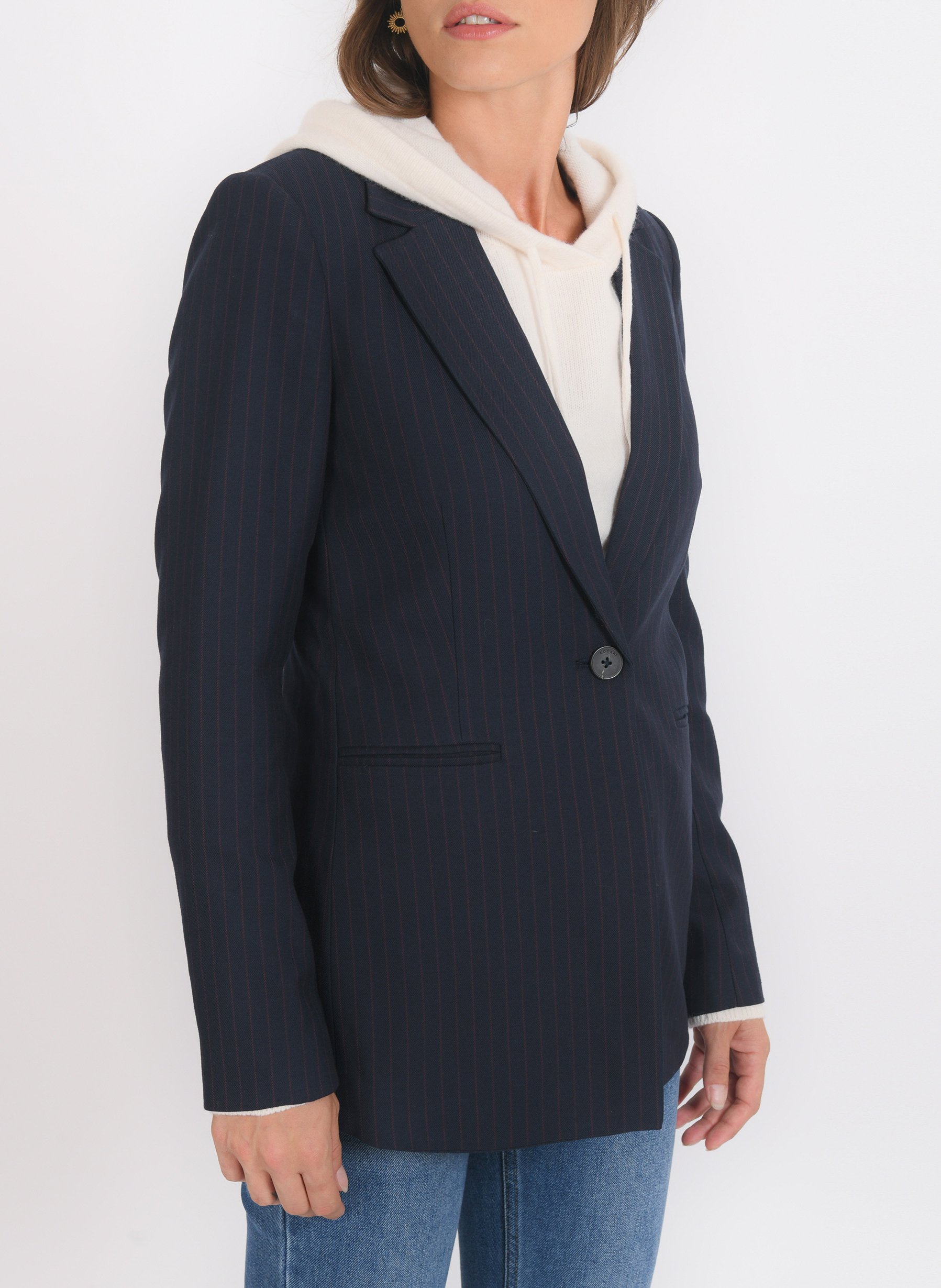 Veste droite col tailleur à rayures KOOKAI Bleu