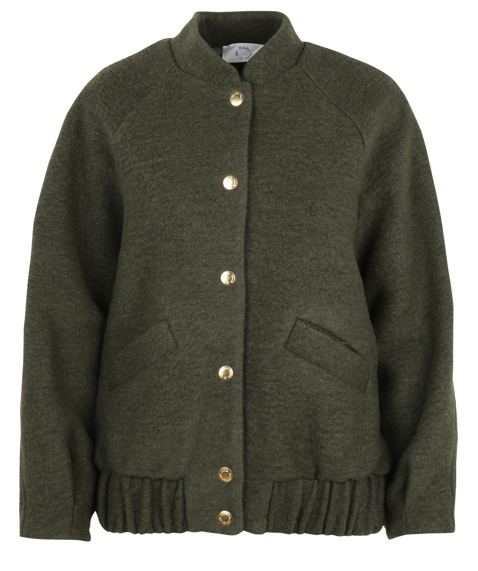 Teddy collar jacket in blended wool DES PETITS HAUTS Green