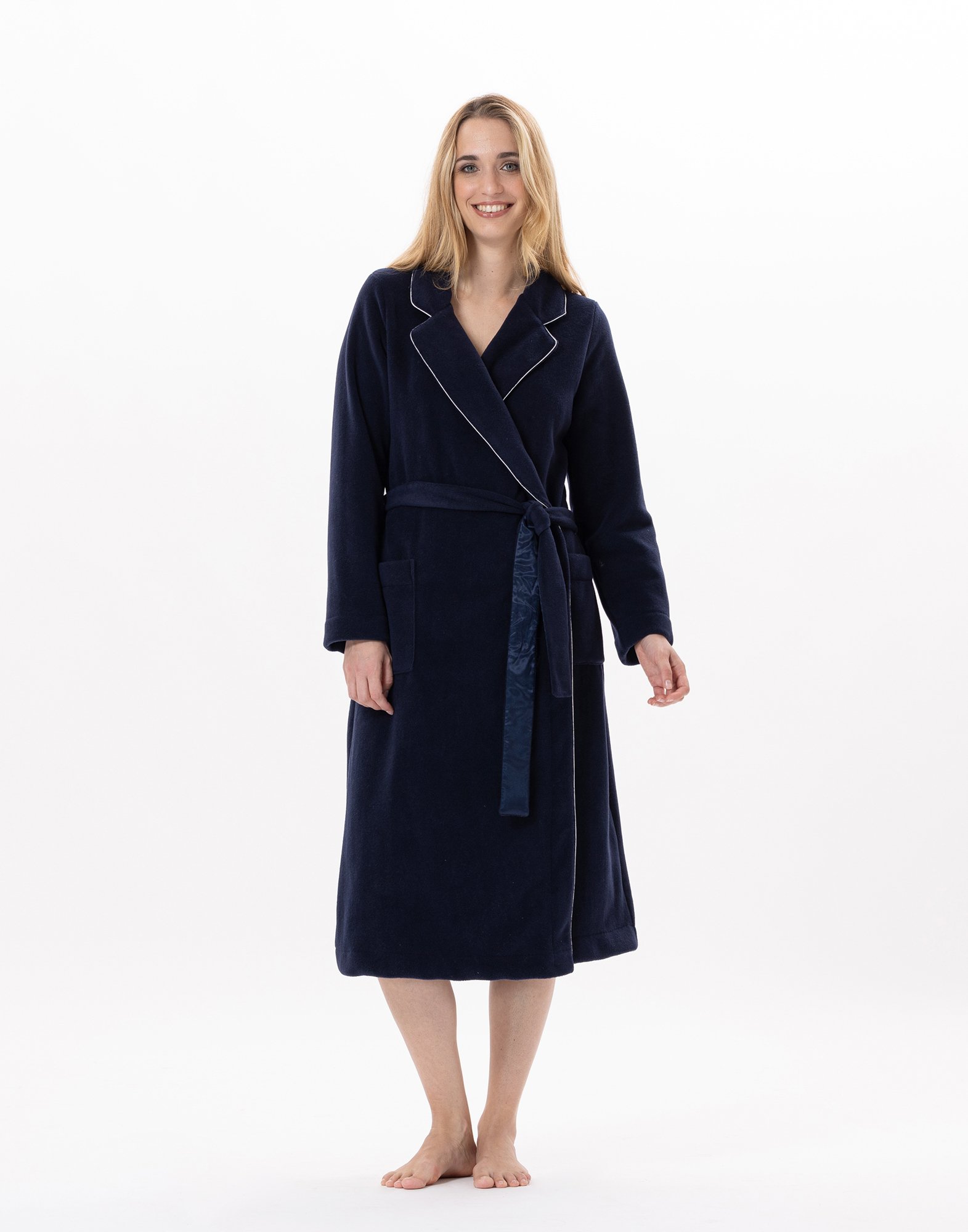 Crossed fleece dressing gown LE CHAT Blue
