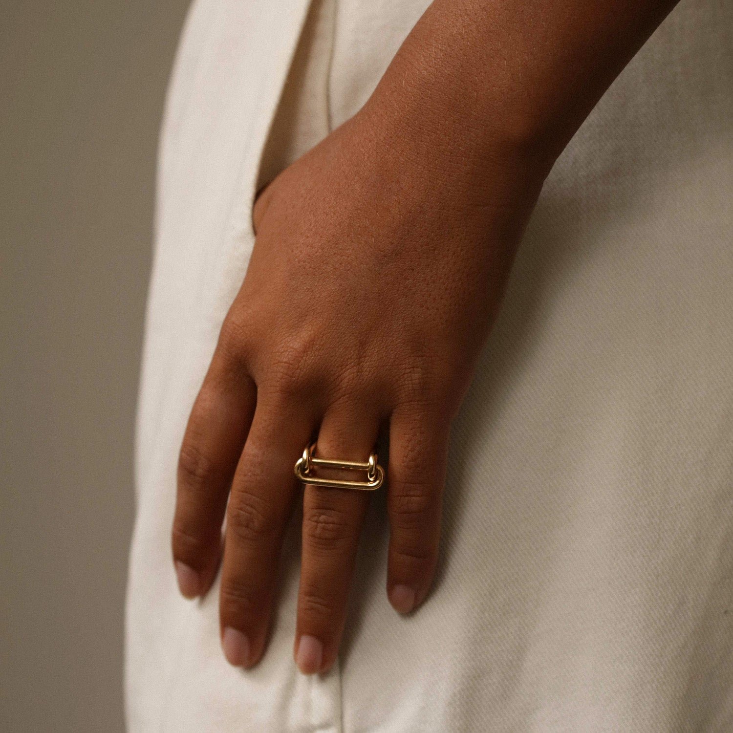 Link ring, gold plated MAYRENA Golden