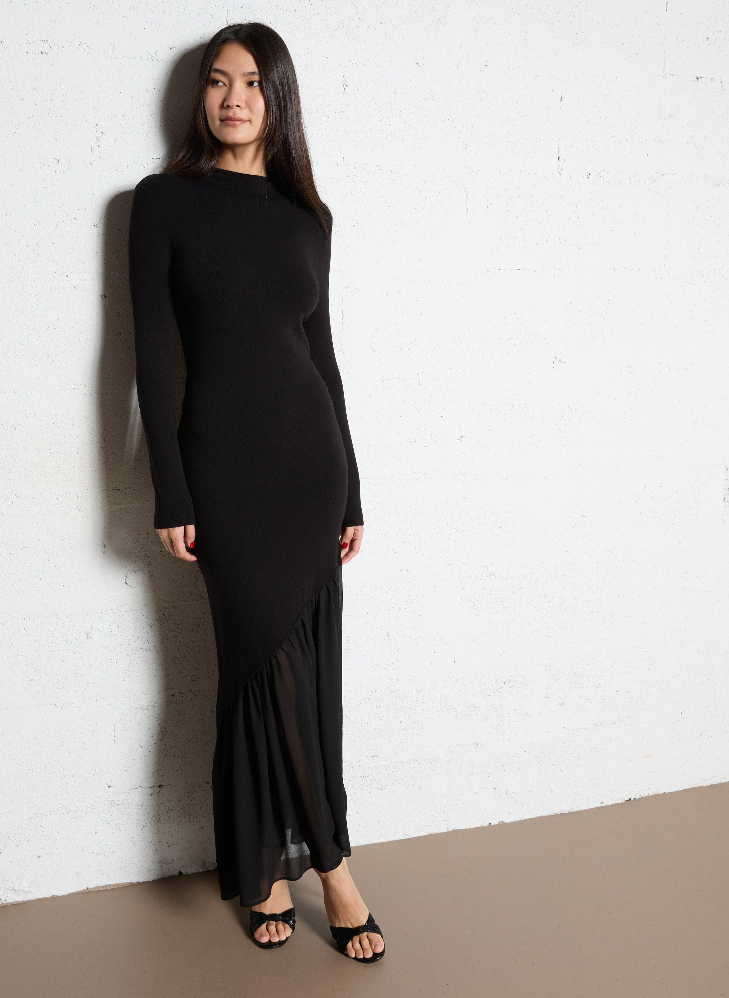 Robe longue bi-matière IKKS Noir
