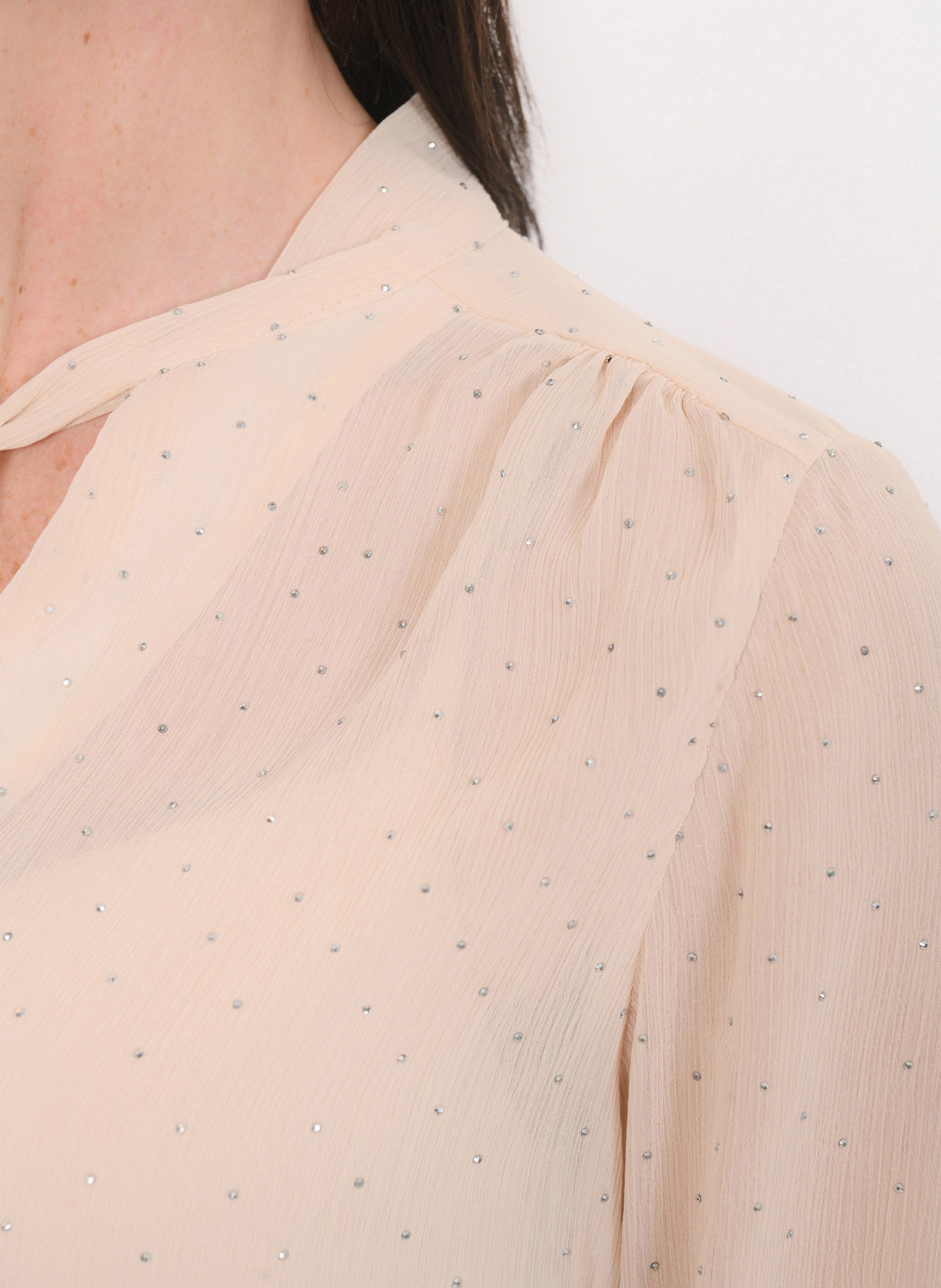 Recht hemd met strass KOOKAI Beige