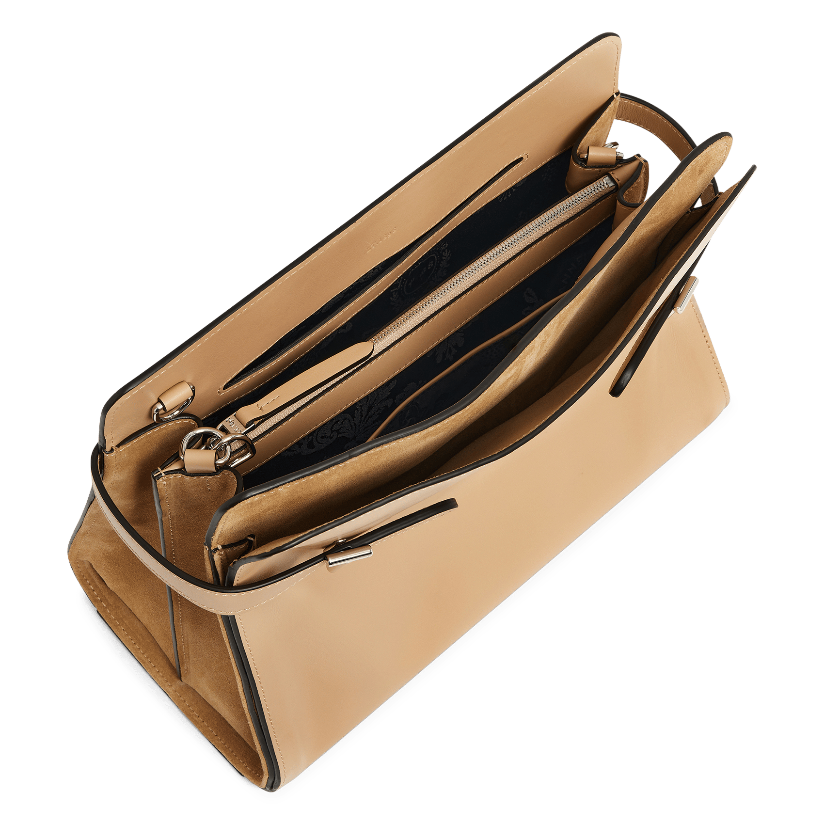 Geschnürte Beuteltasche aus strukturiertem Leder LE TANNEUR Beige