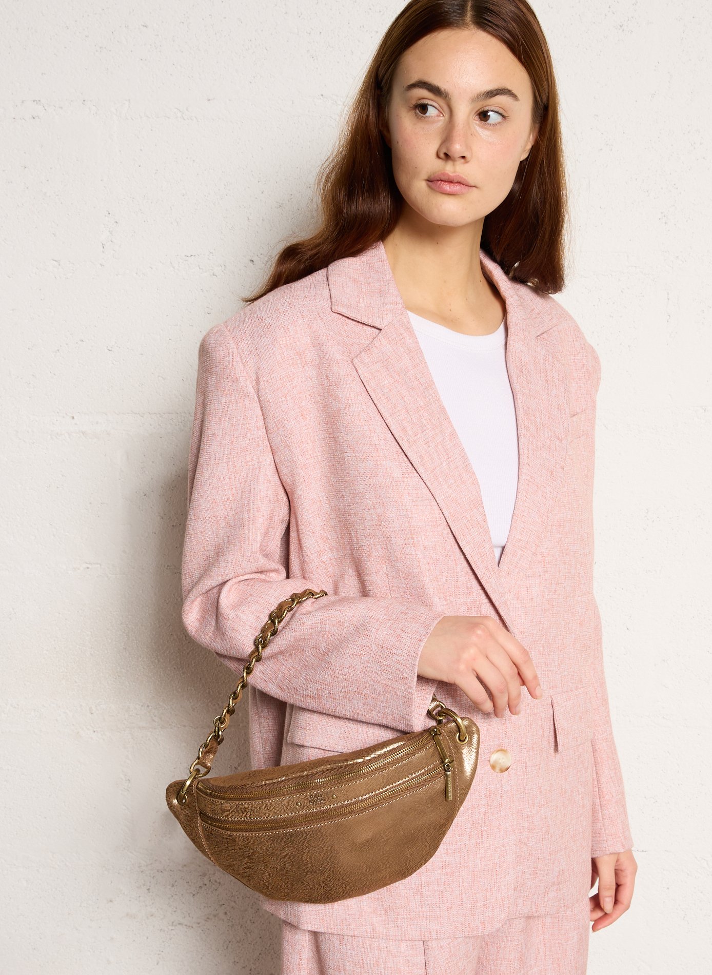 Sac banane en cuir MILA LOUISE Marron