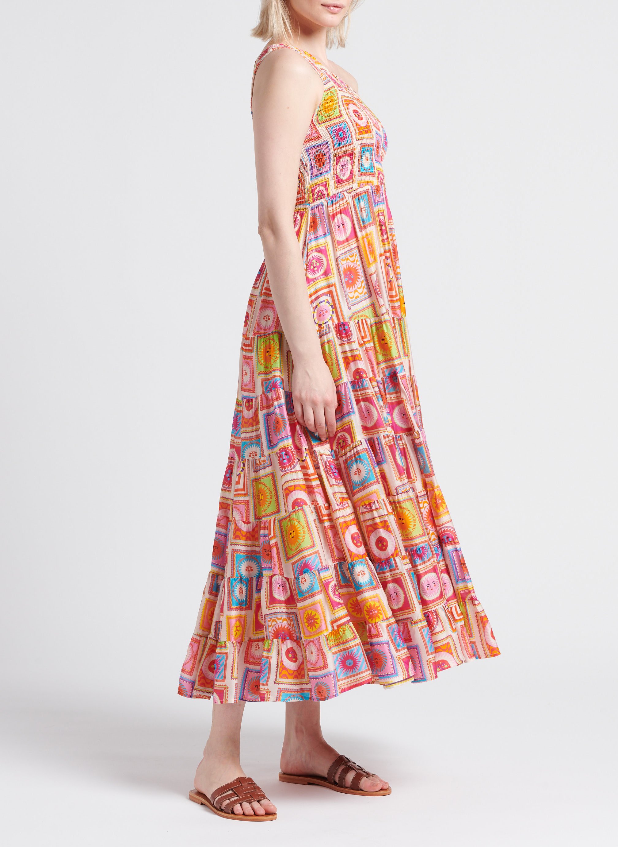 Lange, asymmetrische jurk met print SUNDRESS Veelkleurig