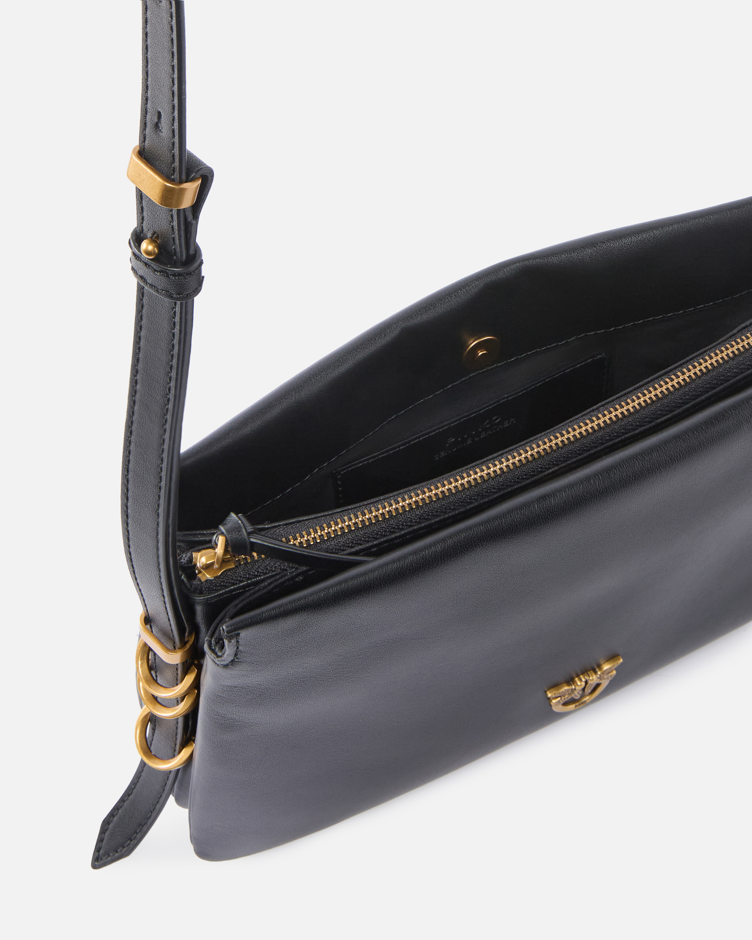 Mini one, two, three leather shoulder bag PINKO Black