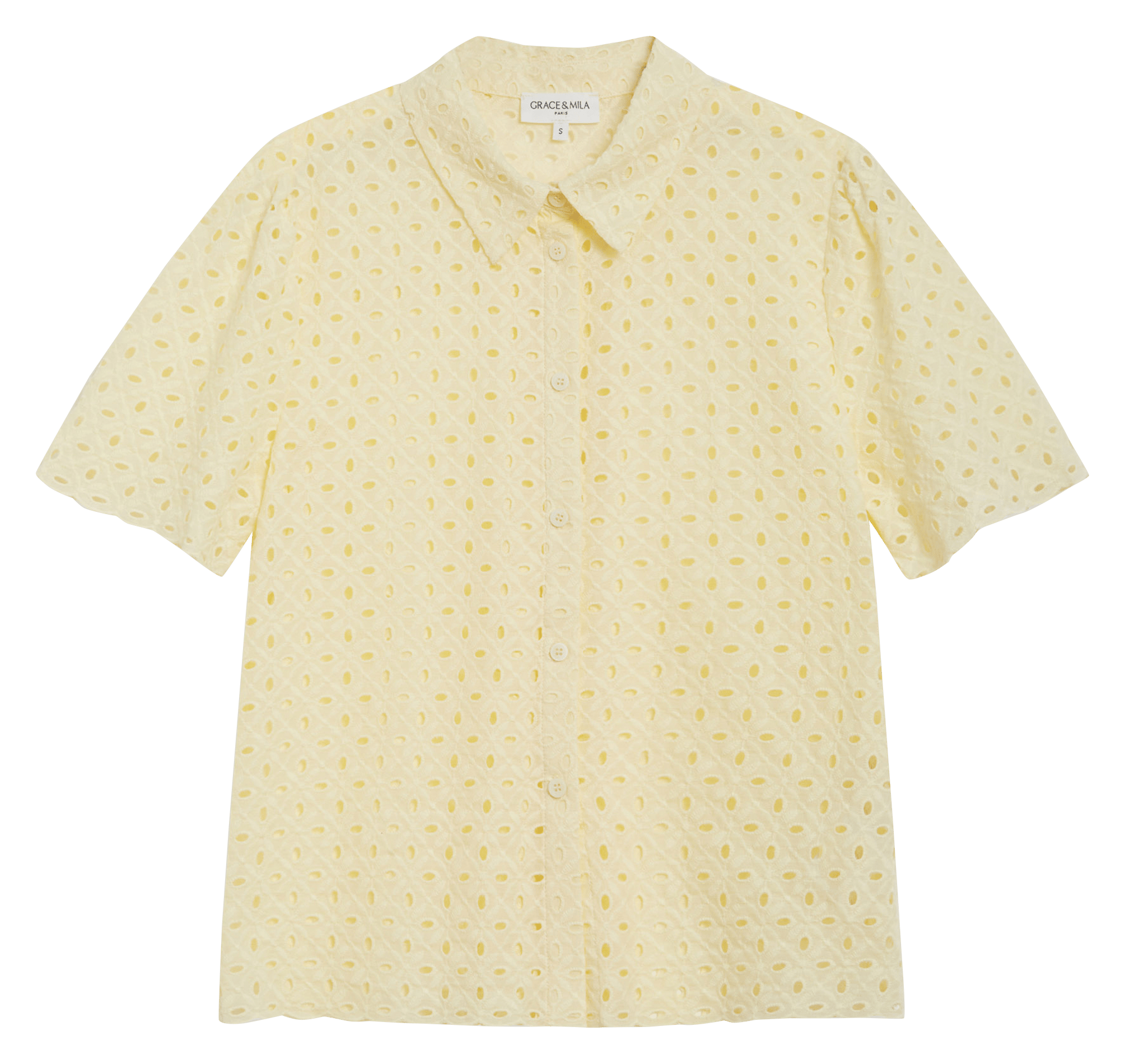 Chemise col classique en coton GRACE ET MILA Jaune