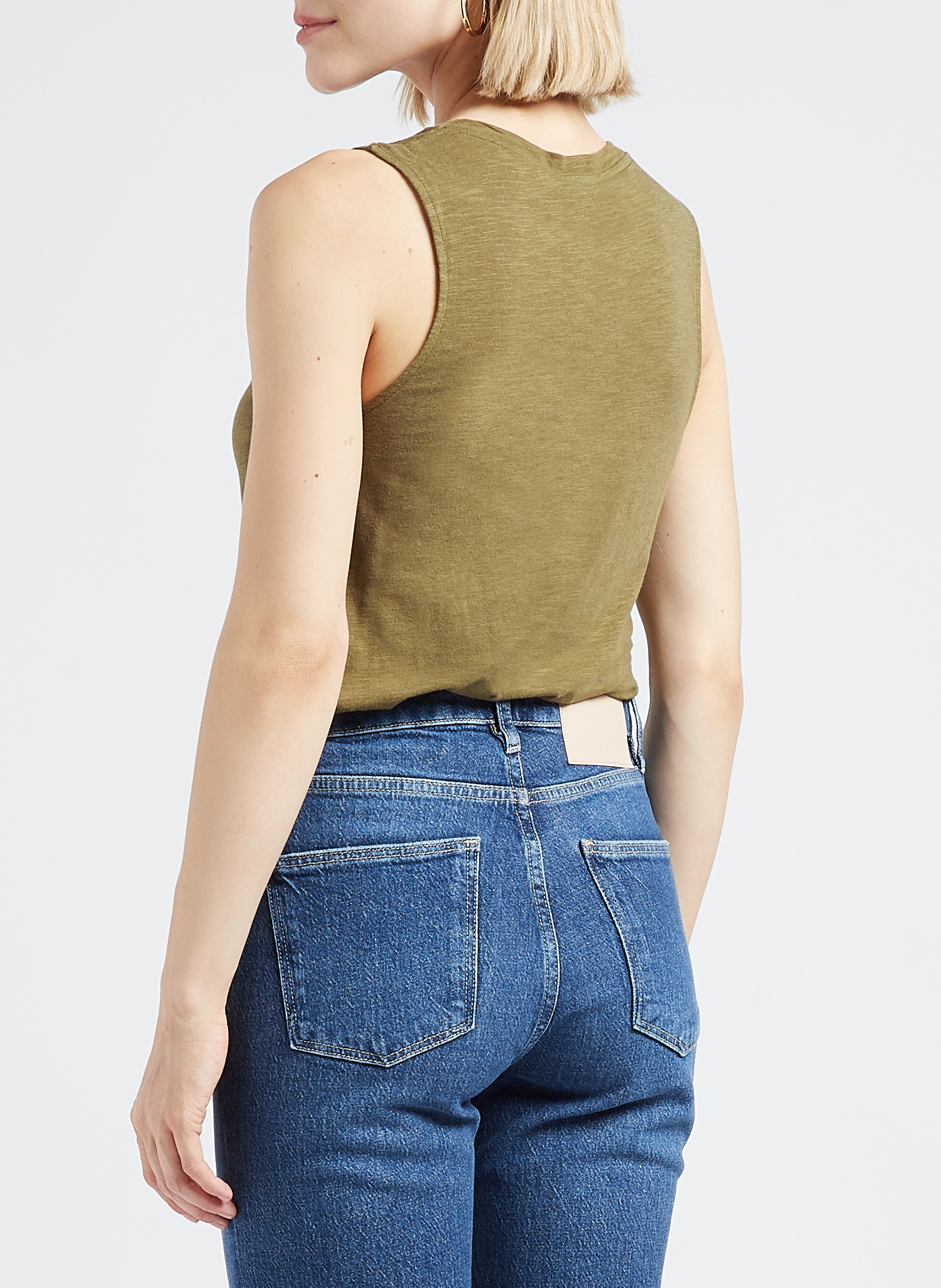 Rundhals-Tanktop aus Baumwoll-Mix AMERICAN VINTAGE Khaki