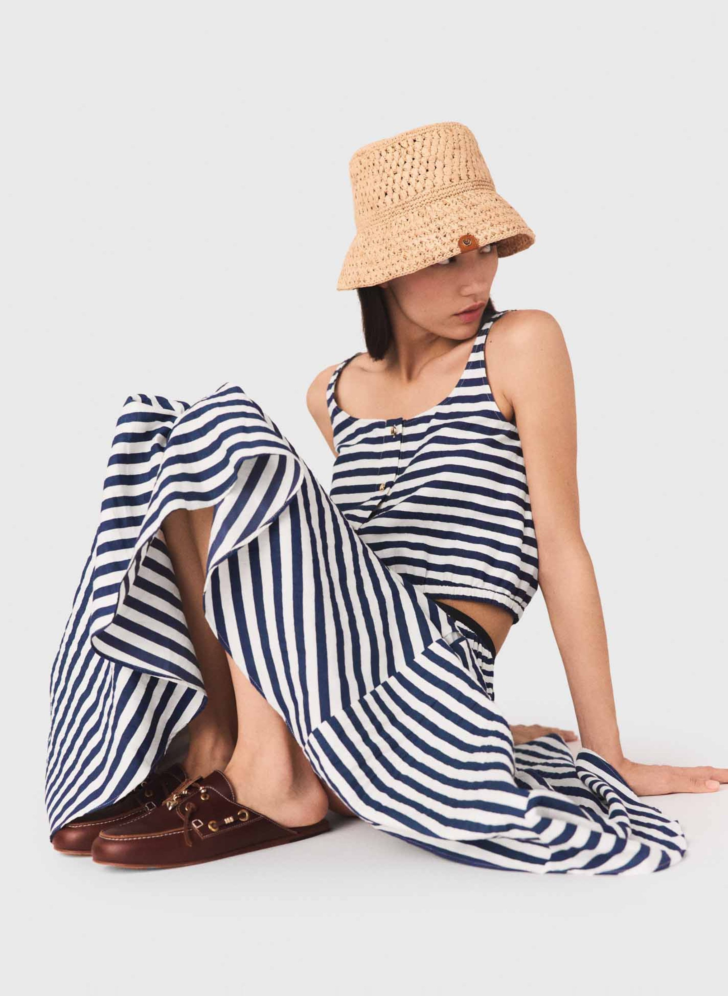 Round-neck straight crop top MAJE White