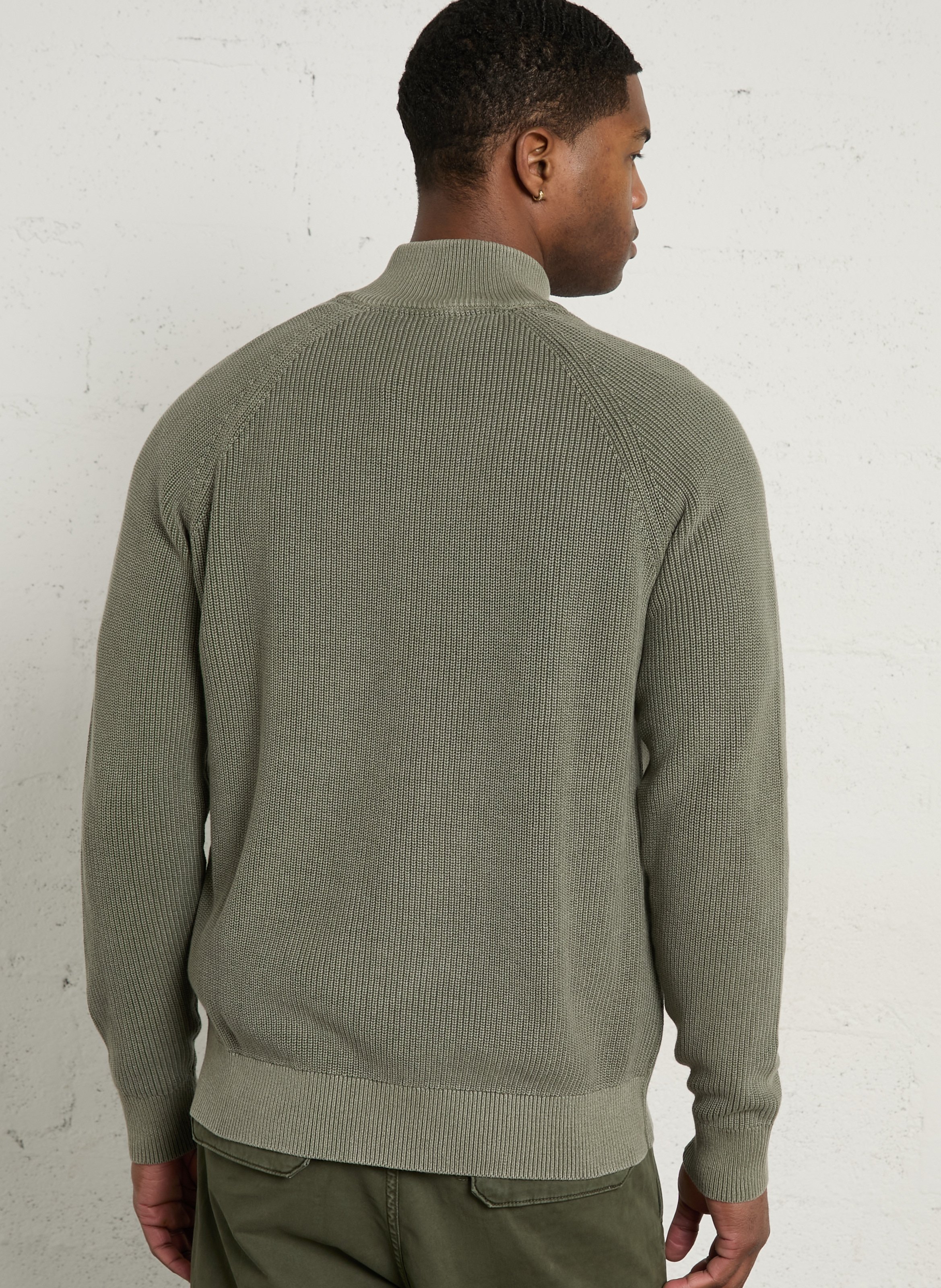 Pull droit côtelé en coton PEPE JEANS Vert