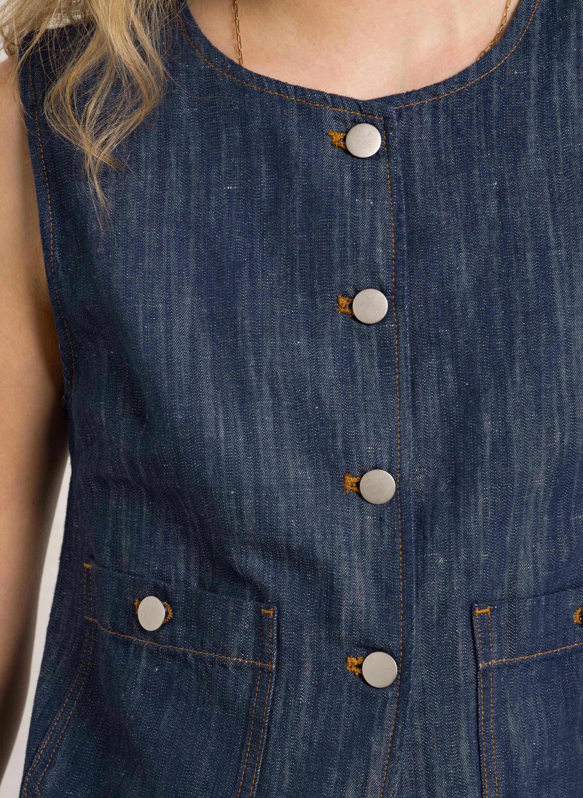 Gerader Leinen- und Baumwollblazer THE TINY BIG SISTER Blau