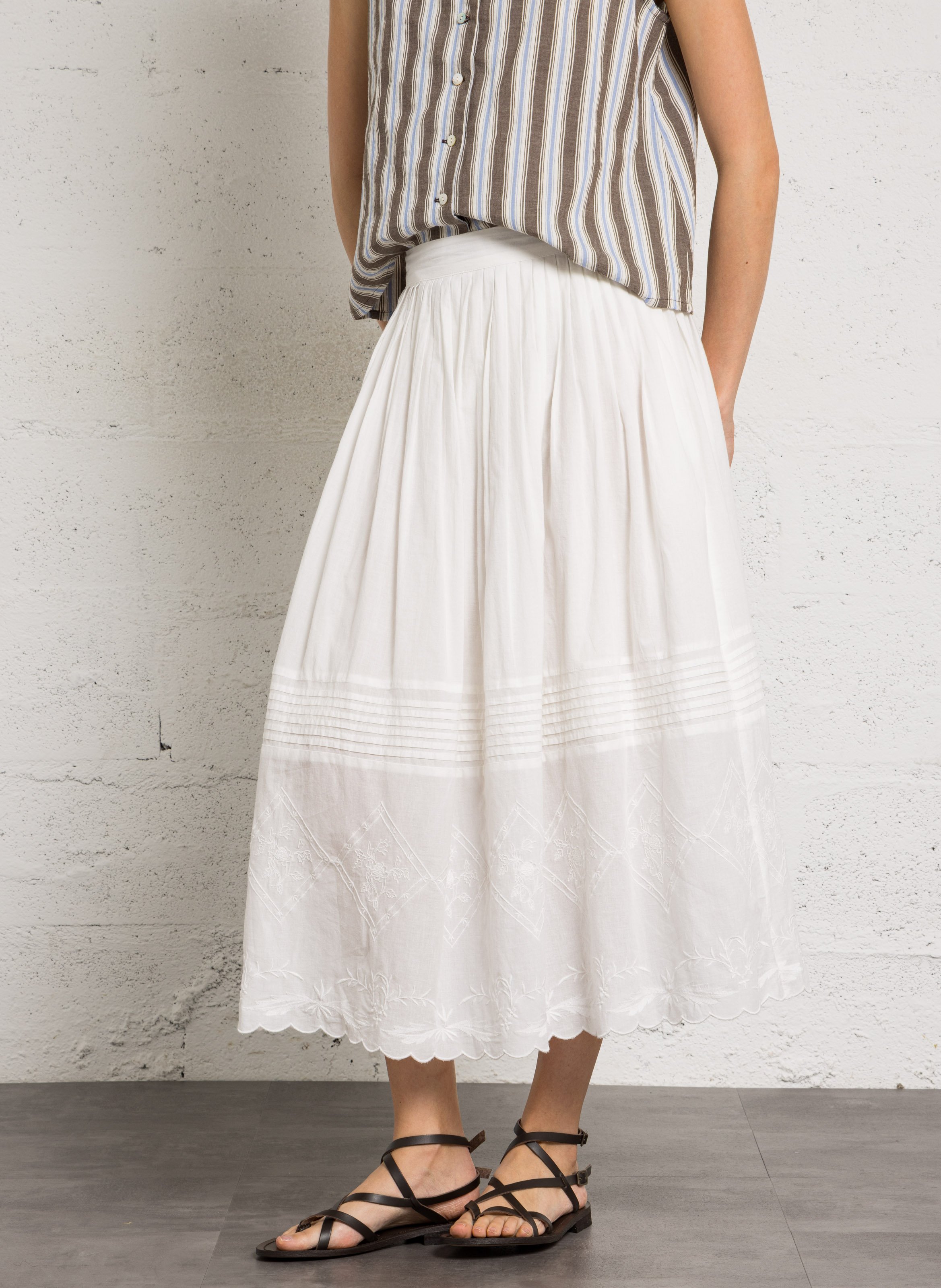 Ausgestellter Midi-Baumwollrock HOD PARIS Weiss