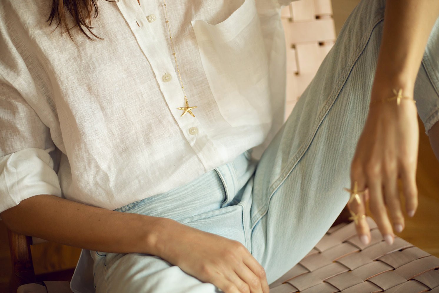 Golden star pendant necklace in gold-plated silver Golden