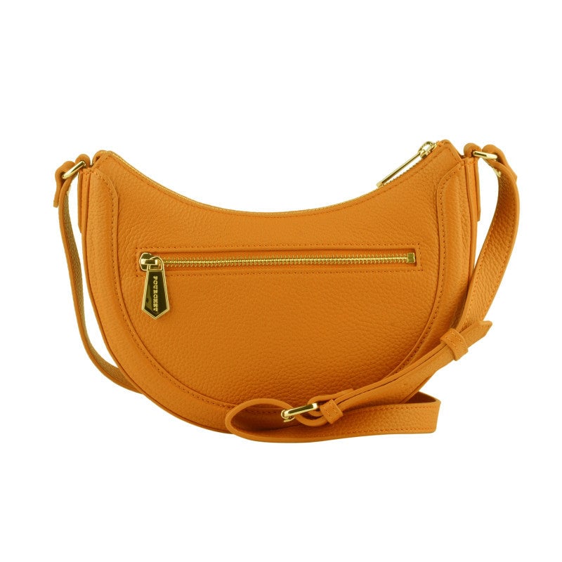 Calfskin leather shoulder bag POURCHET Orange