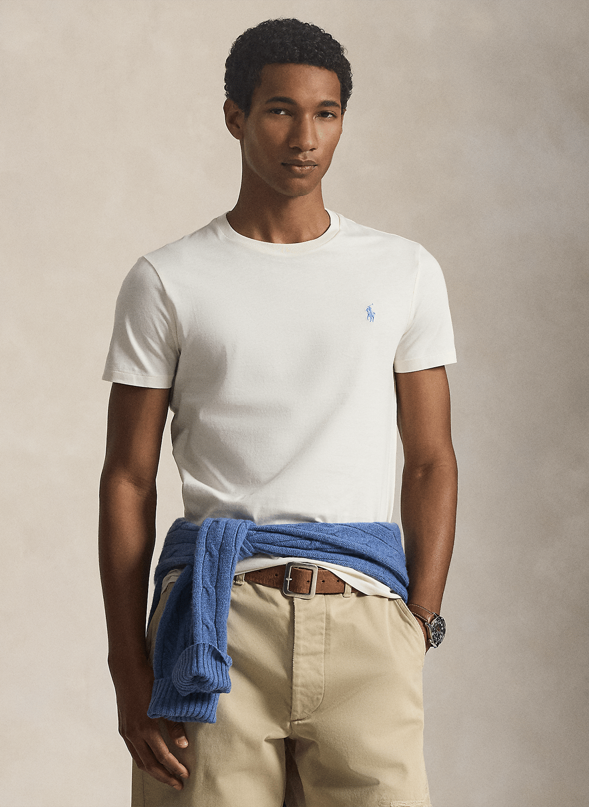 Rundhals-T-Shirt aus Baumwolle, Slim Fit POLO RALPH LAUREN Beige