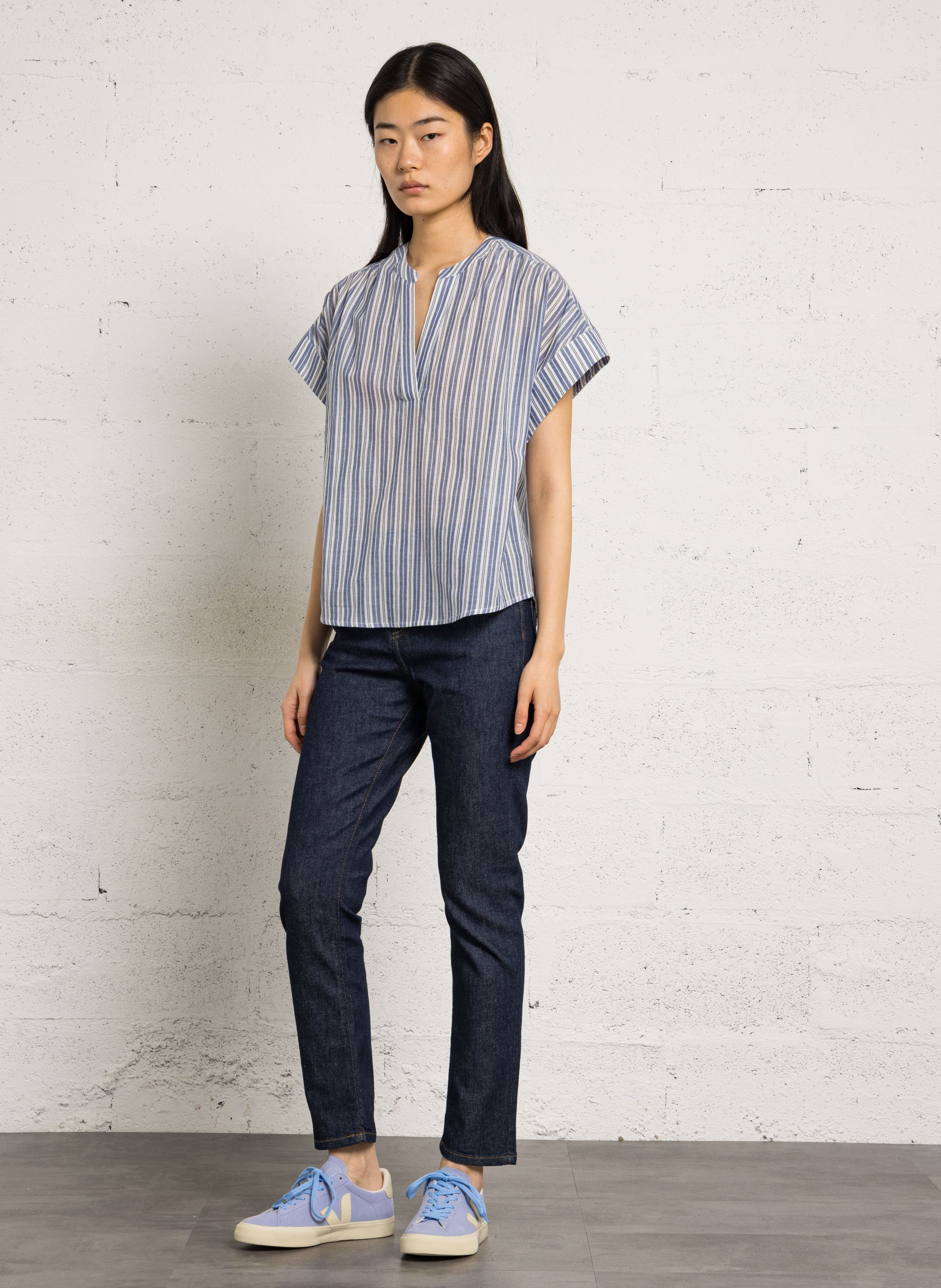 Cotton henley blouse HARTFORD Multicolored