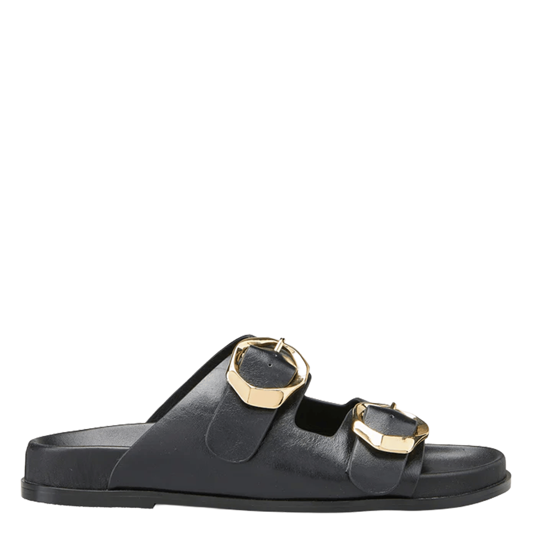 Flache Ledersandalen mit Riemen COSMOPARIS Schwarz