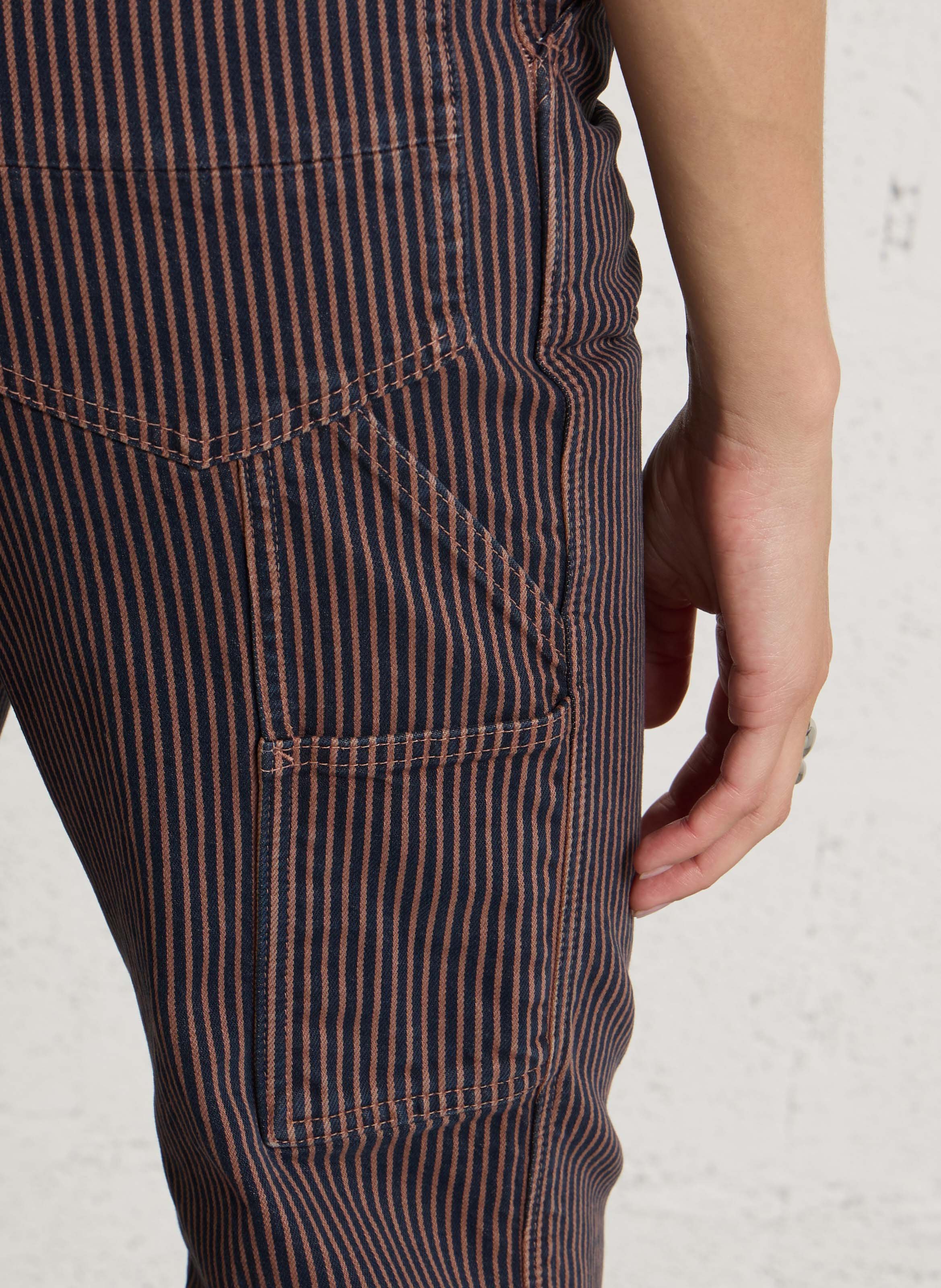 Gerade geschnittene Hose aus gestreifter Baumwollmischung HOD PARIS Blau