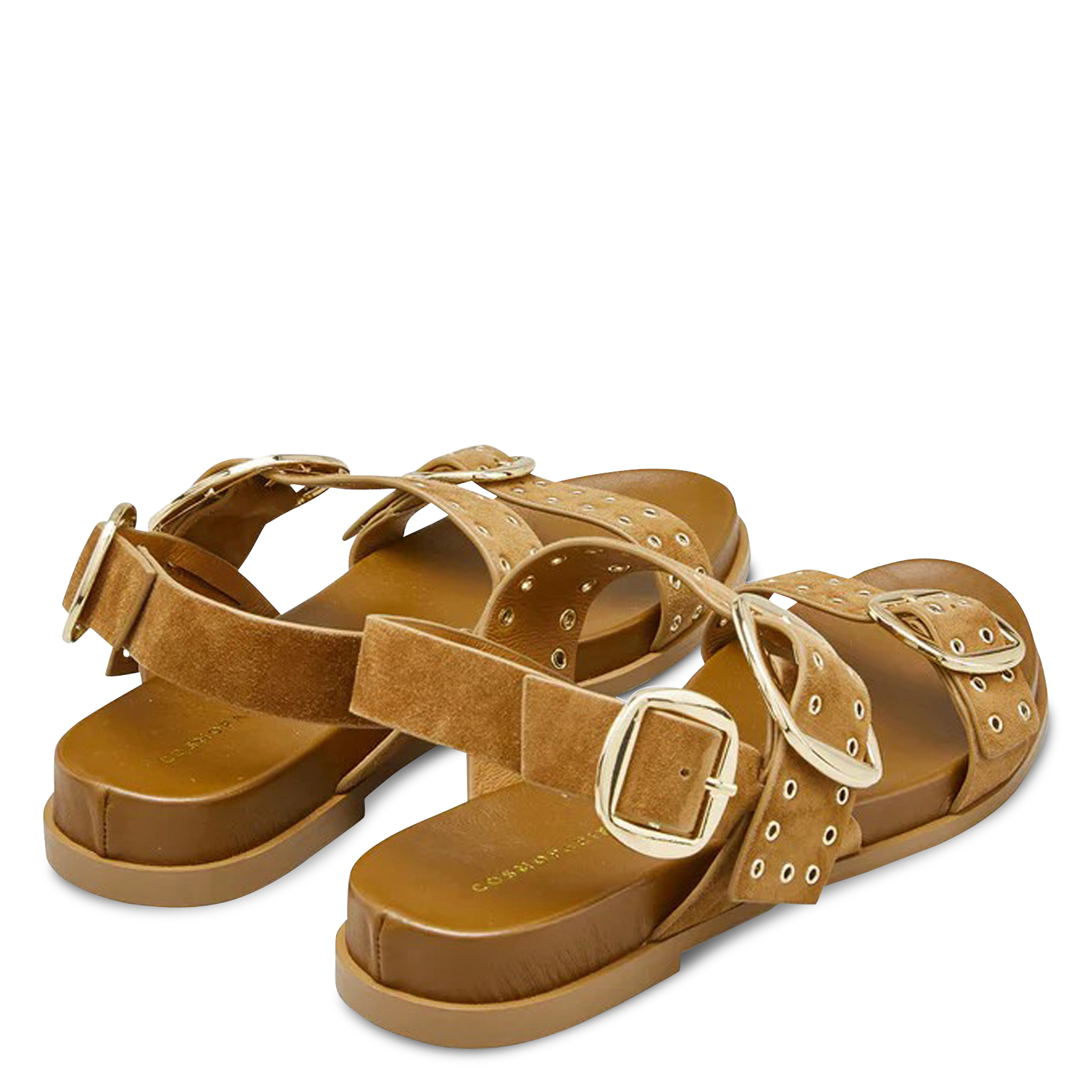 Sandales plates en cuir velours  COSMOPARIS Marron