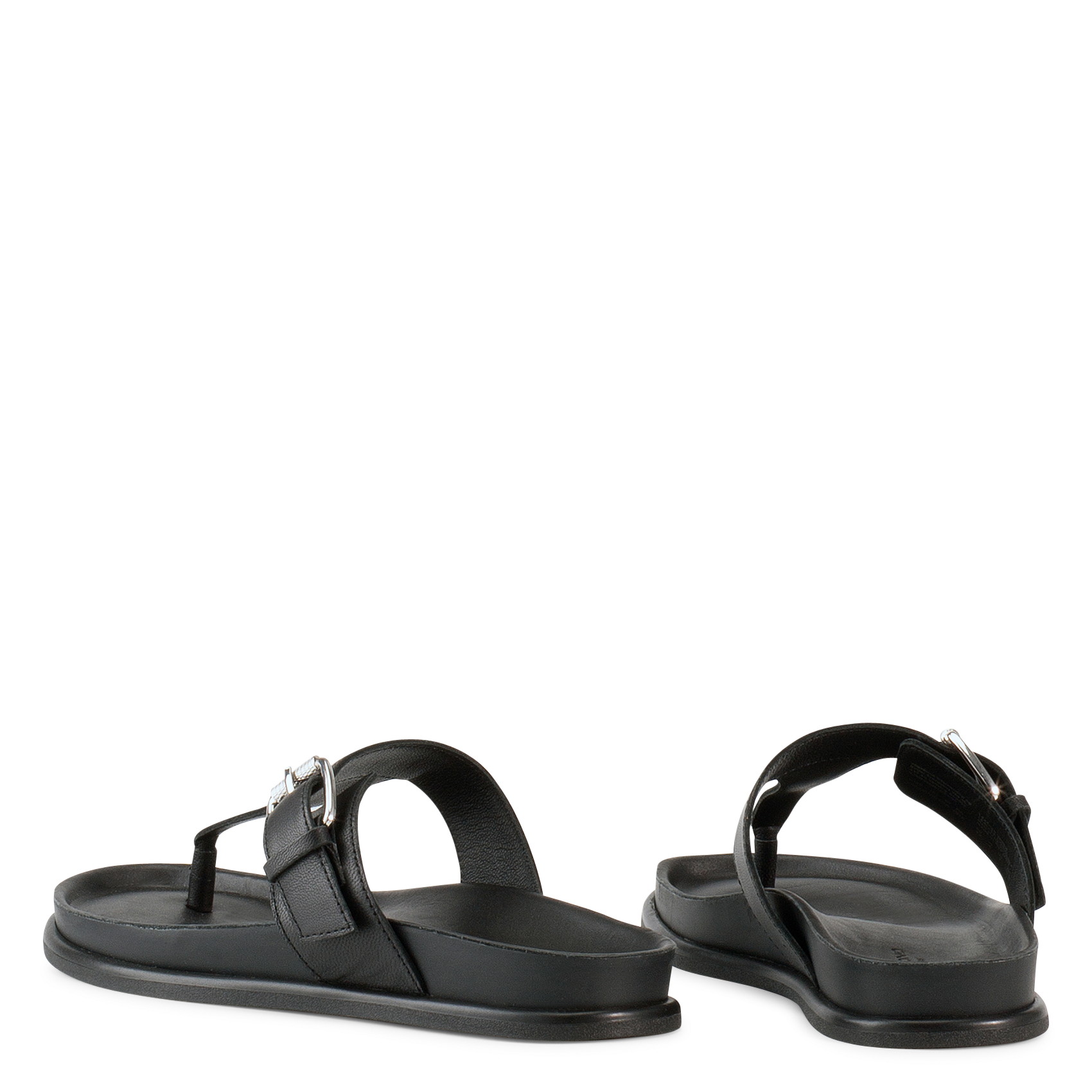 Flat calfskin leather sandals VAGABOND Black