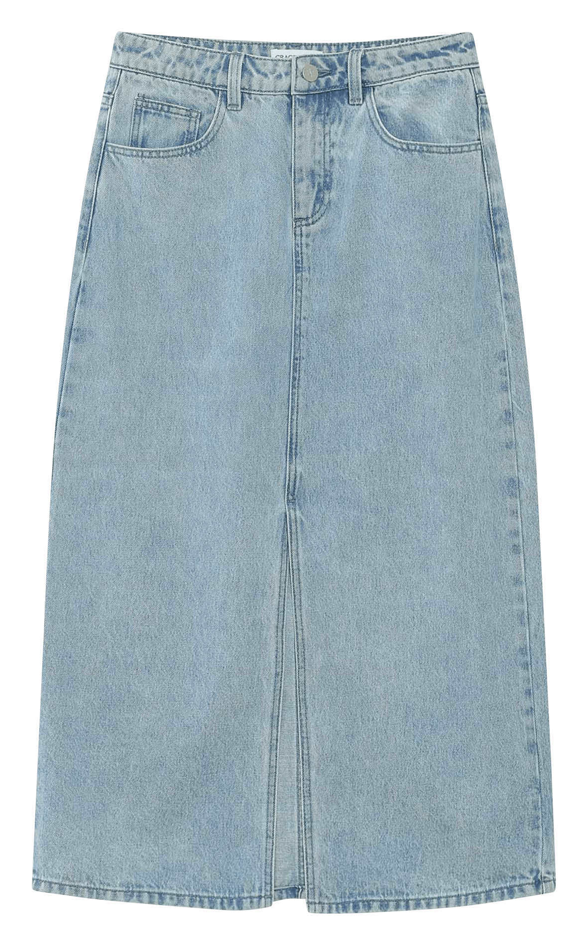 Jupe midi fendue en denim uni GRACE ET MILA Bleu