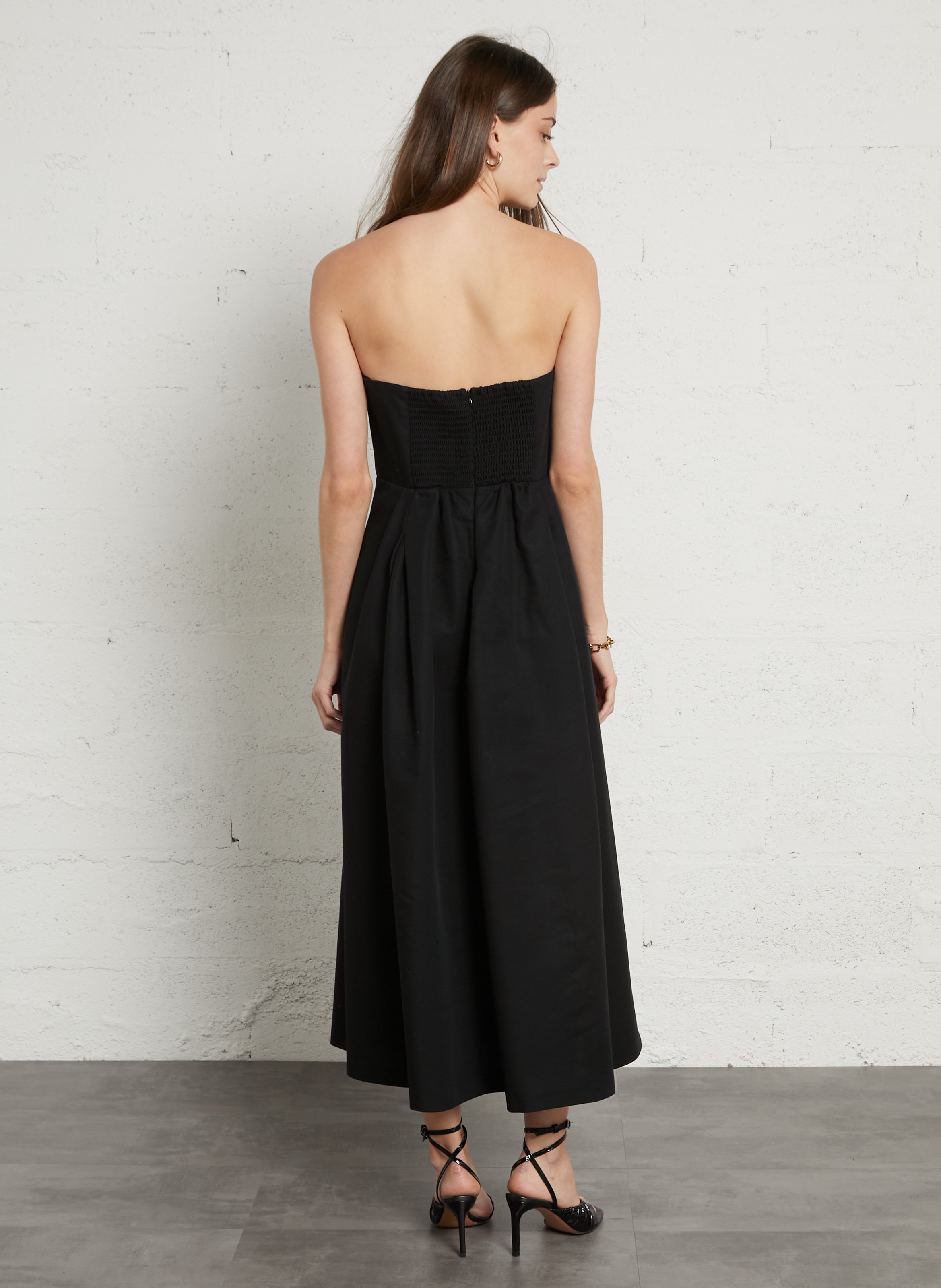 Lange strapless jurk van gemengd katoen MAISON 123 Zwart