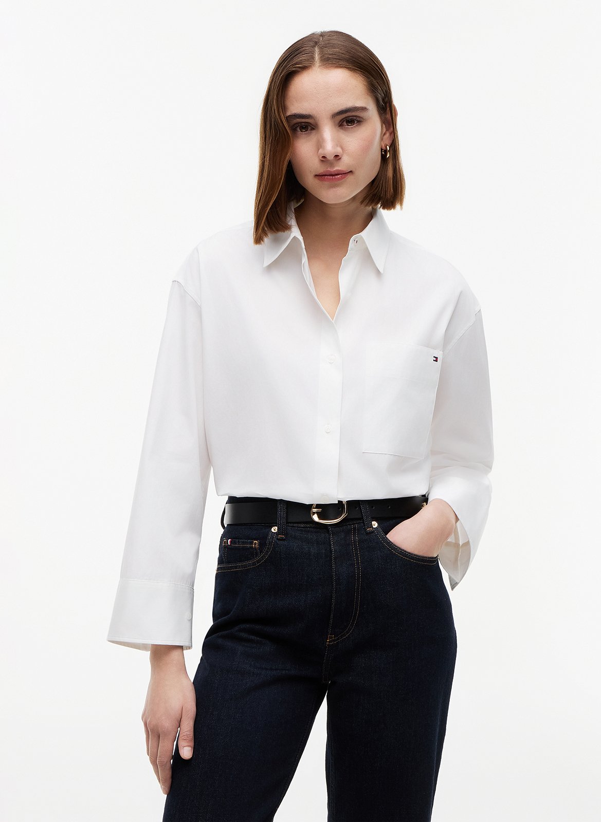 Baumwollhemd mit klassischem Kragen TOMMY HILFIGER Weiss
