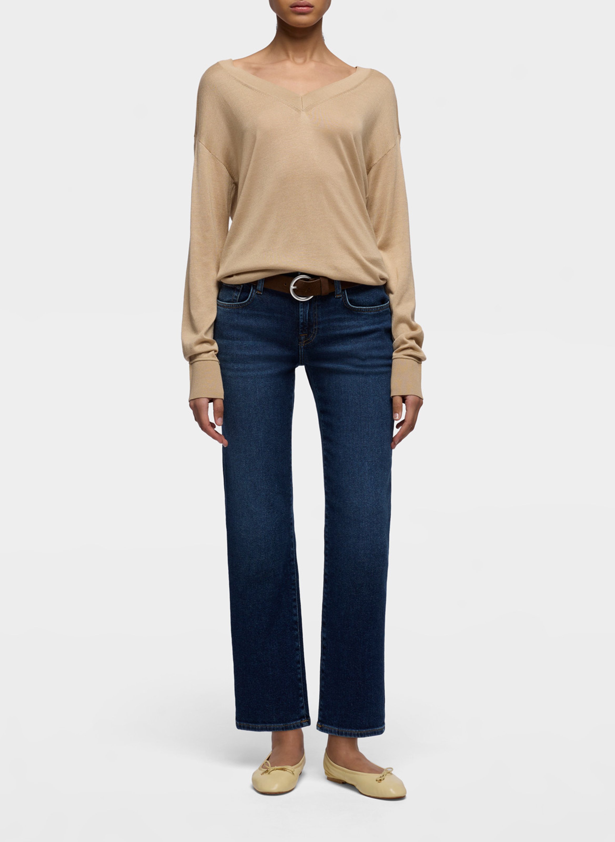 Jean droit en coton mélangé 7 FOR ALL MANKIND Bleu