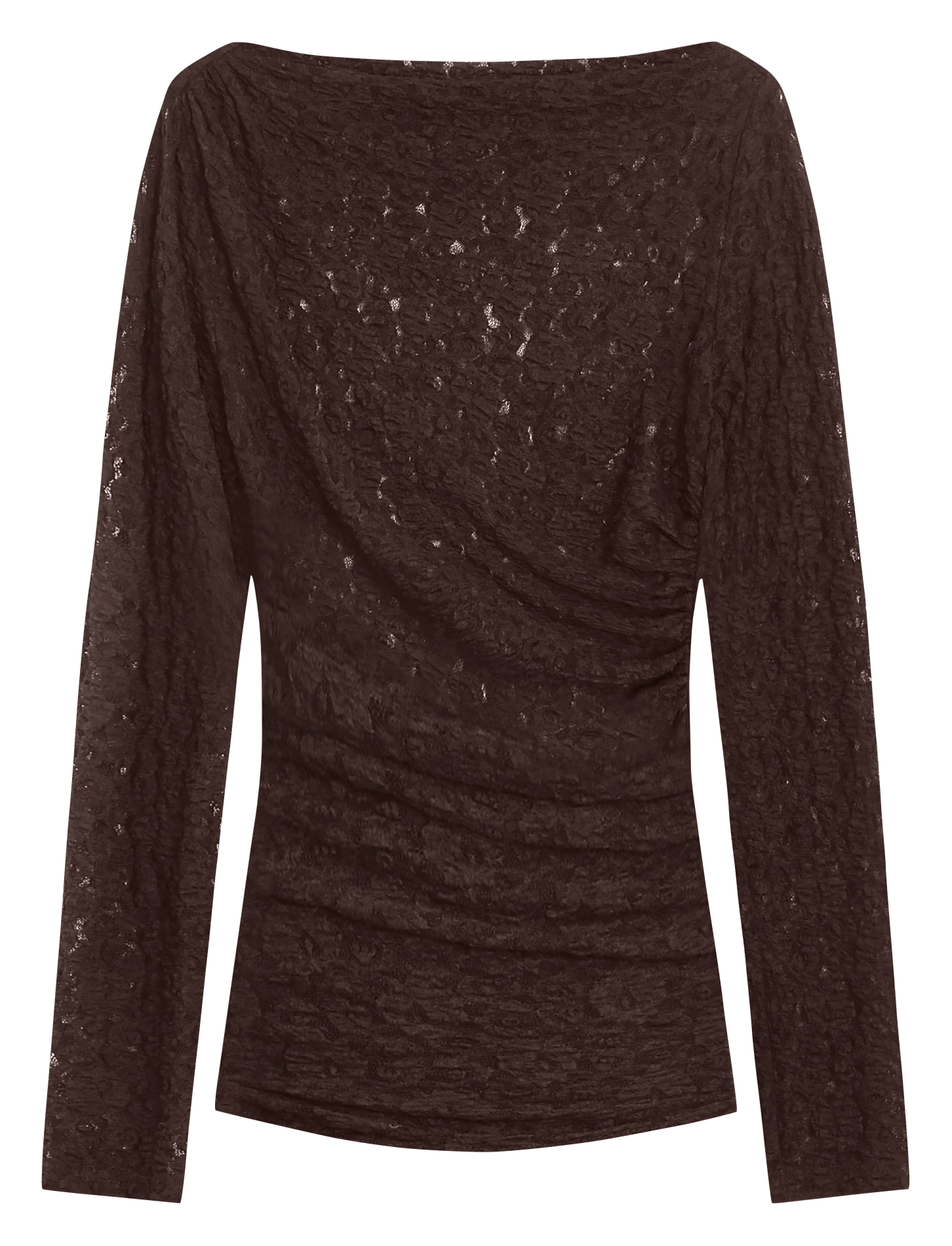 Straight round-neck lace top | Brown GRACE ET MILA Women