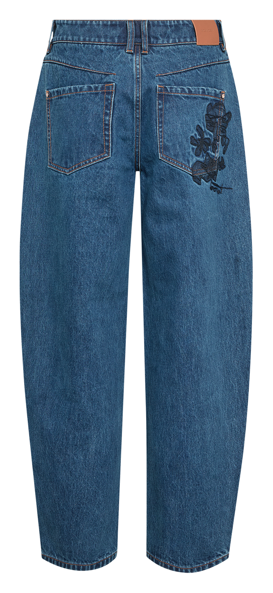 Jean droit uni à broderie dos MOS MOSH Bleu