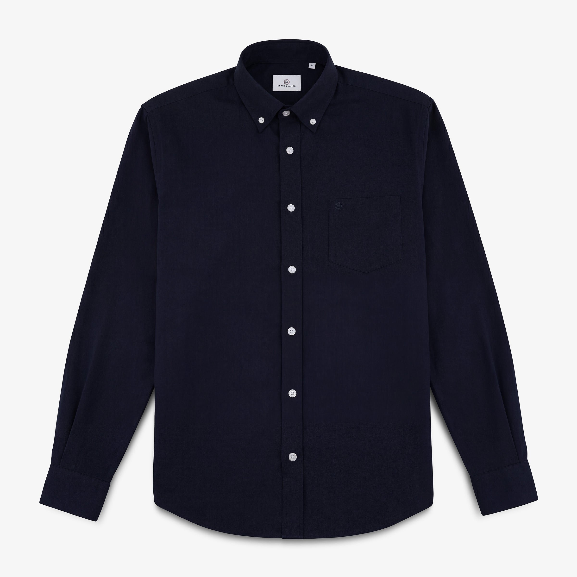 Chemise manches longues en coton avec poche poitrine bleu indigo SERGE BLANCO Bleu