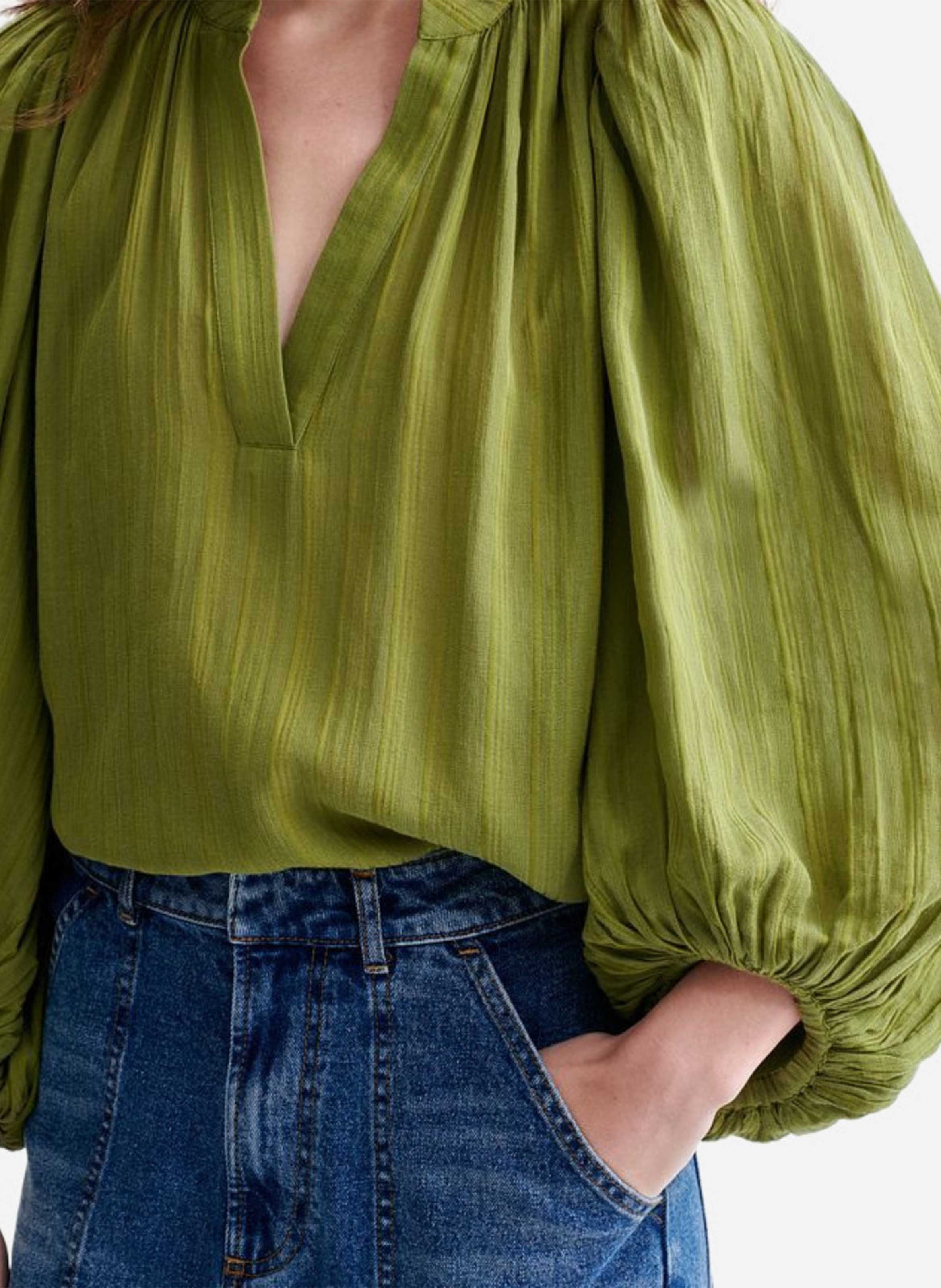 Oversized cotton blend blouse VANESSA BRUNO Green
