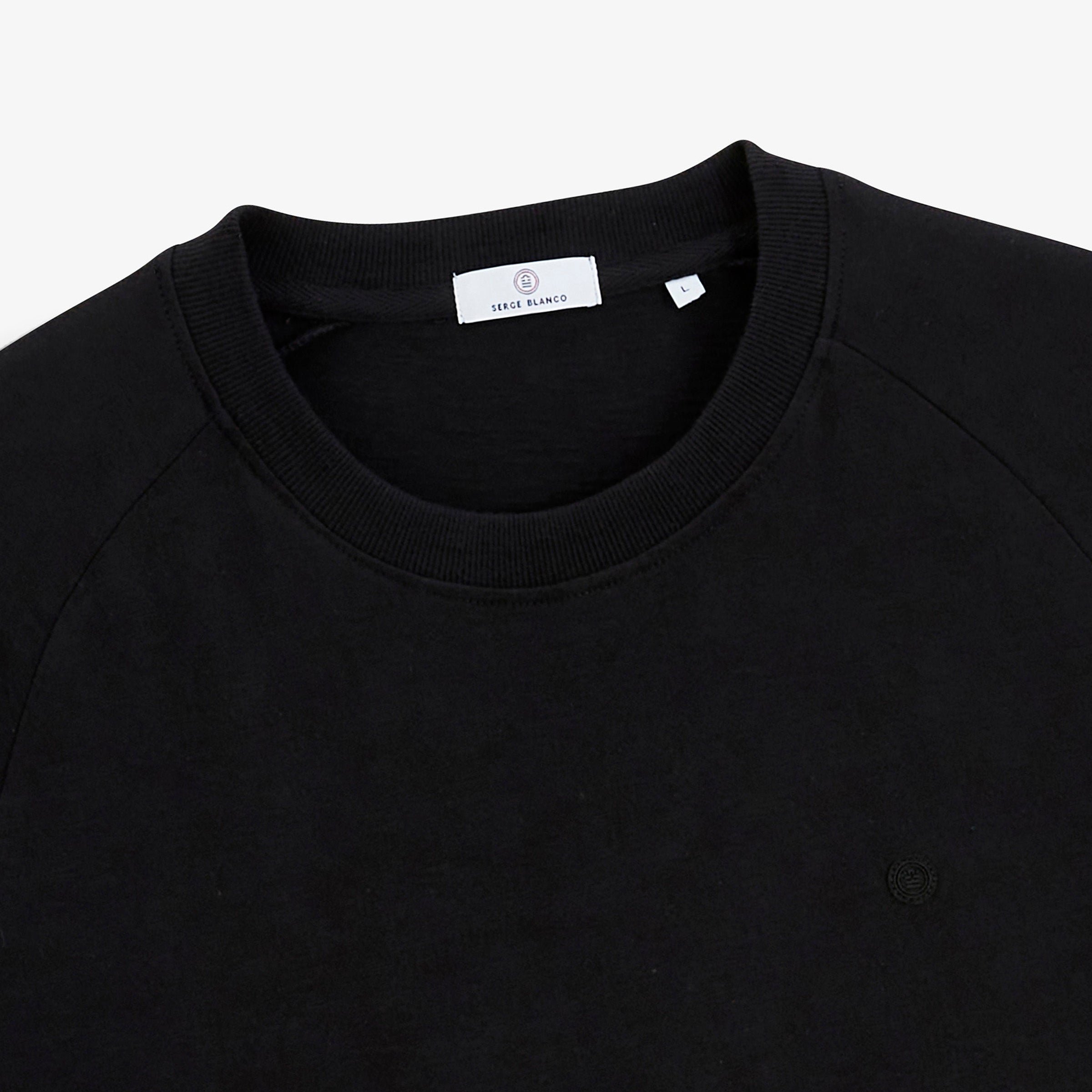 Long-sleeved round neck waffle cotton t-shirt SERGE BLANCO Black