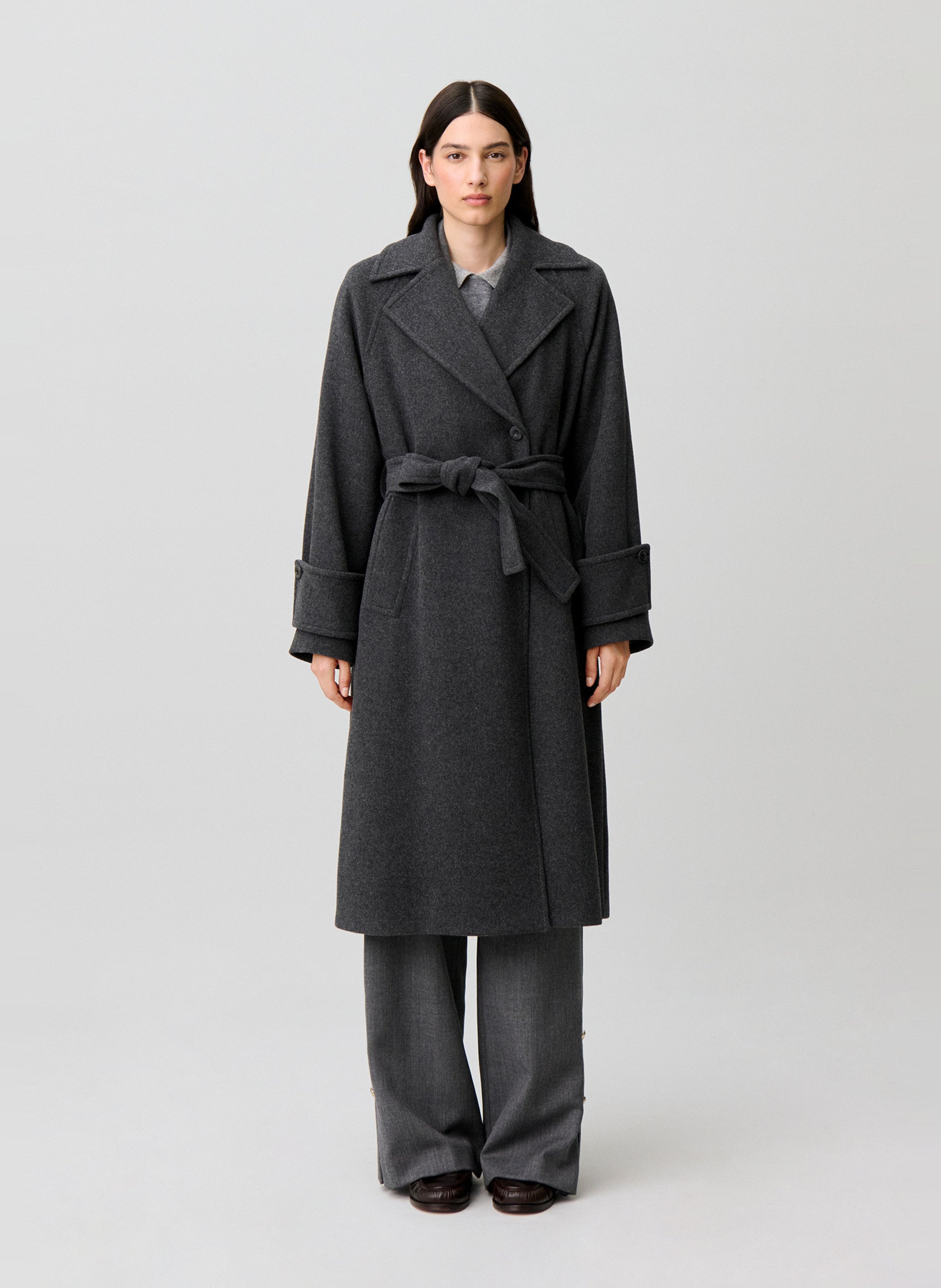Manteau ample col tailleur en laine mélangée CLAUDIE PIERLOT Gris