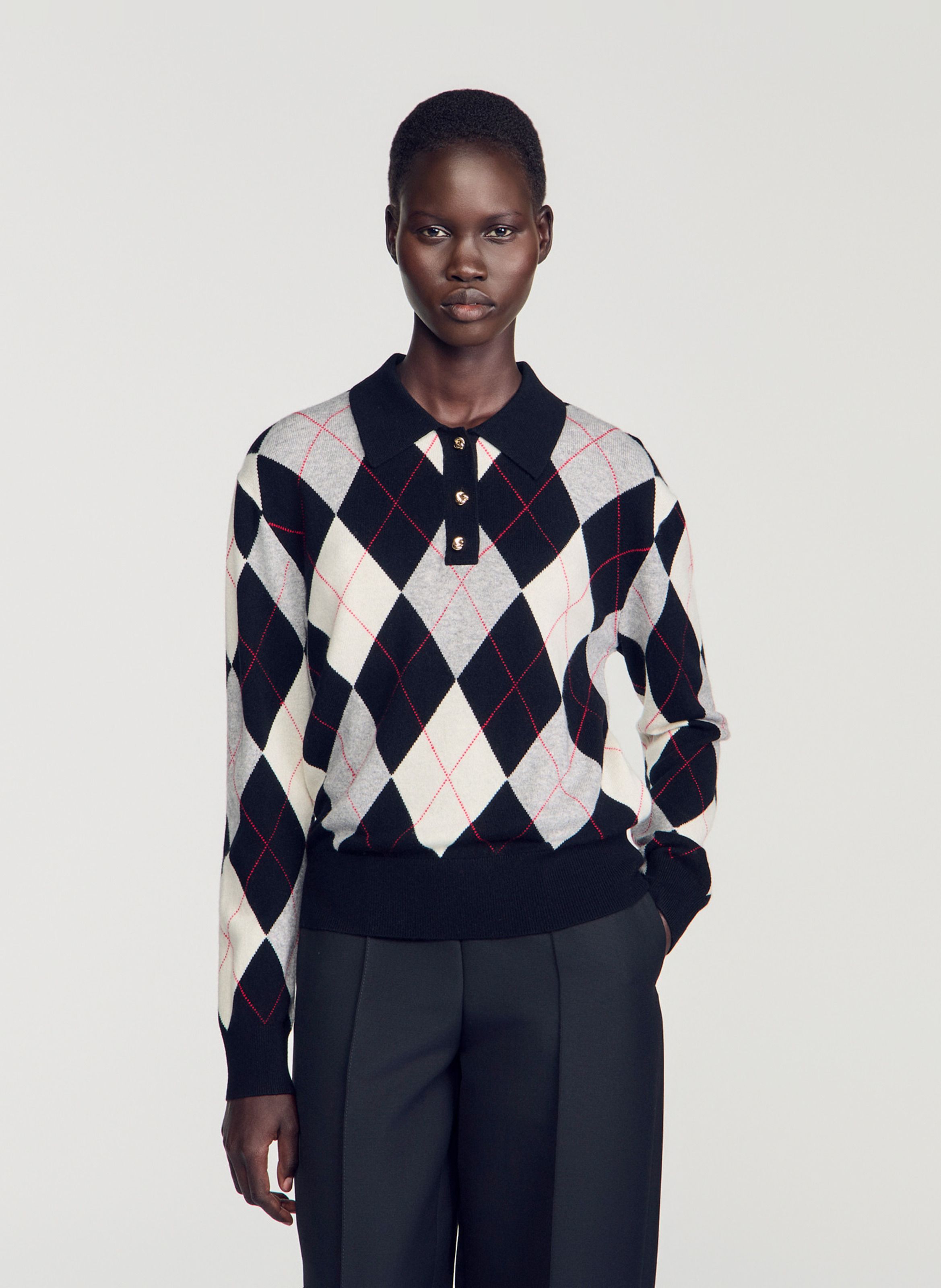 Straight wool and cashmere sweater SANDRO Black