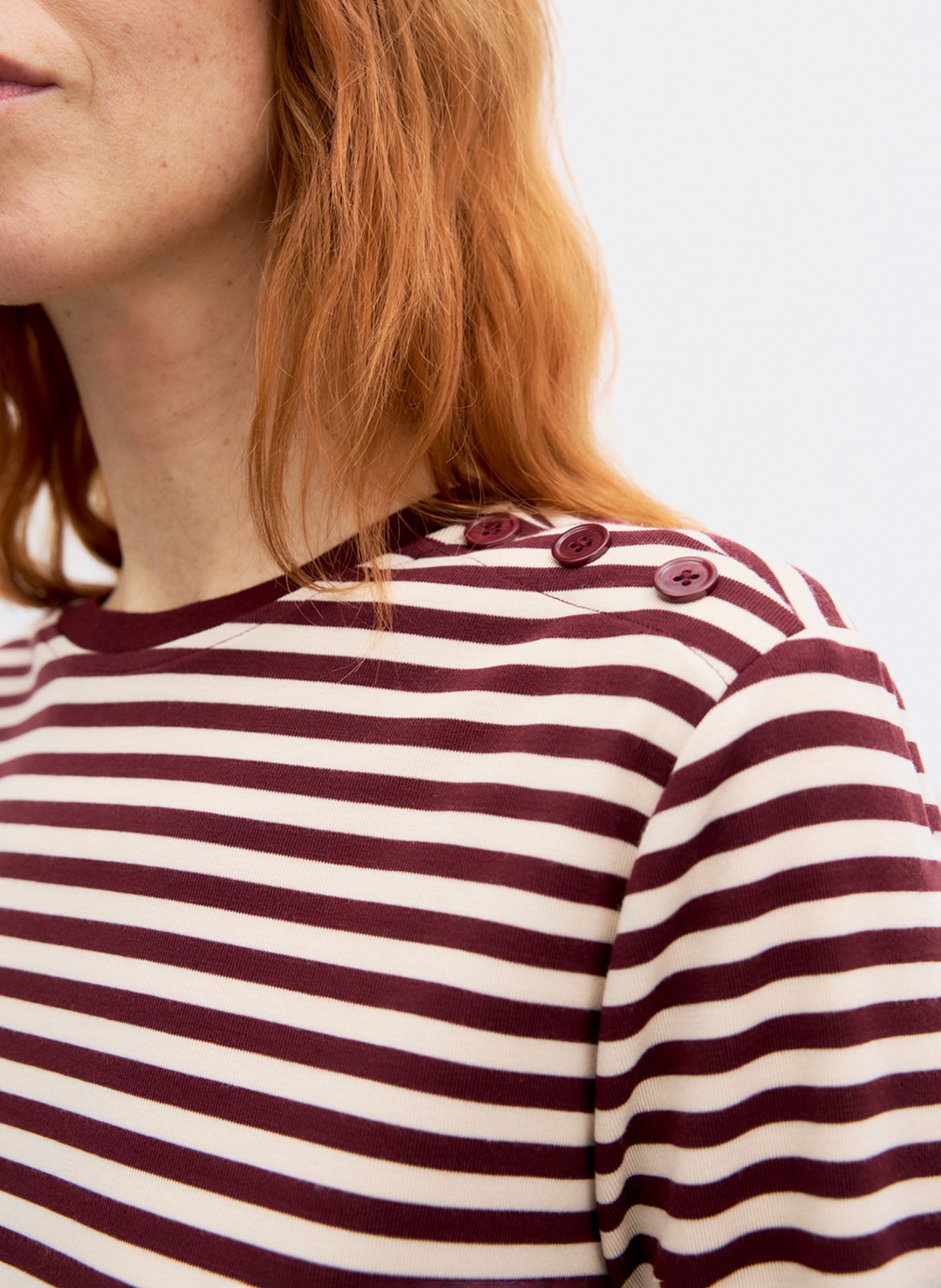 T-shirt manches longues droit col rond rayé GERARD DAREL Rouge