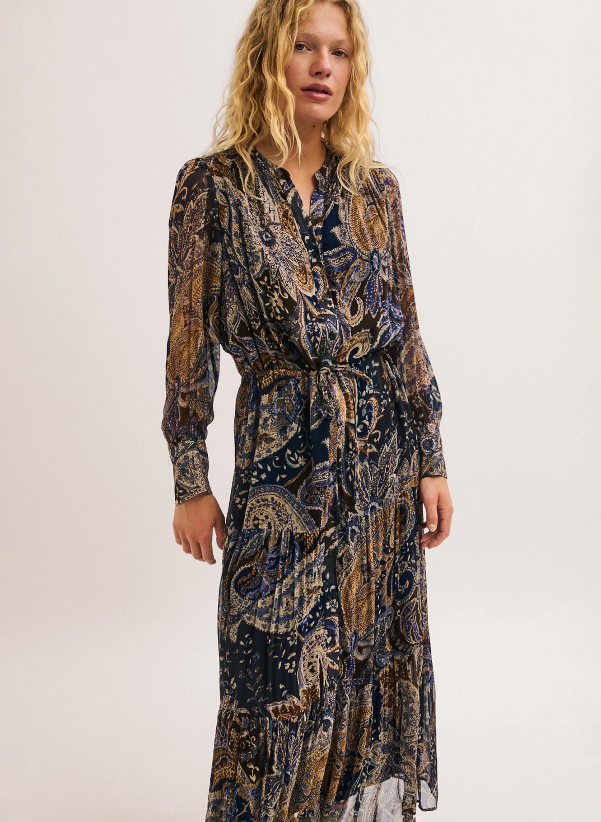 Long henley dress PABLO Blue