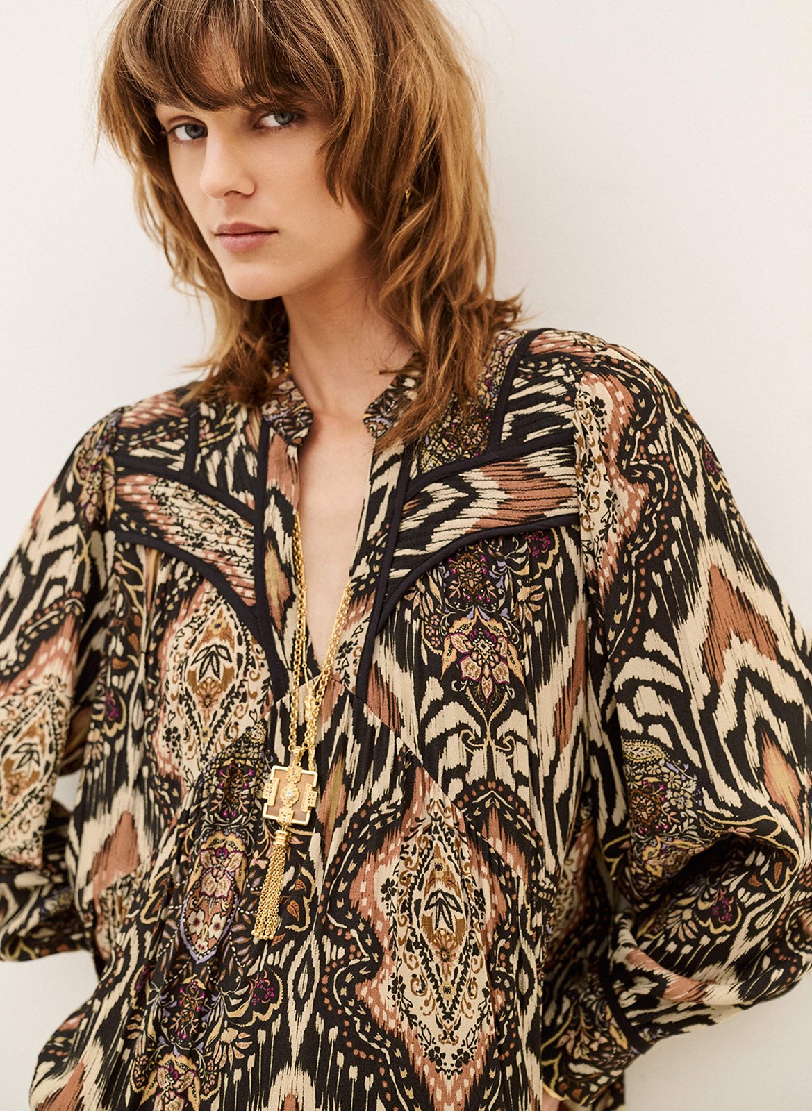 Korte jurk met Tunesische kraag en print BA&SH Zwart