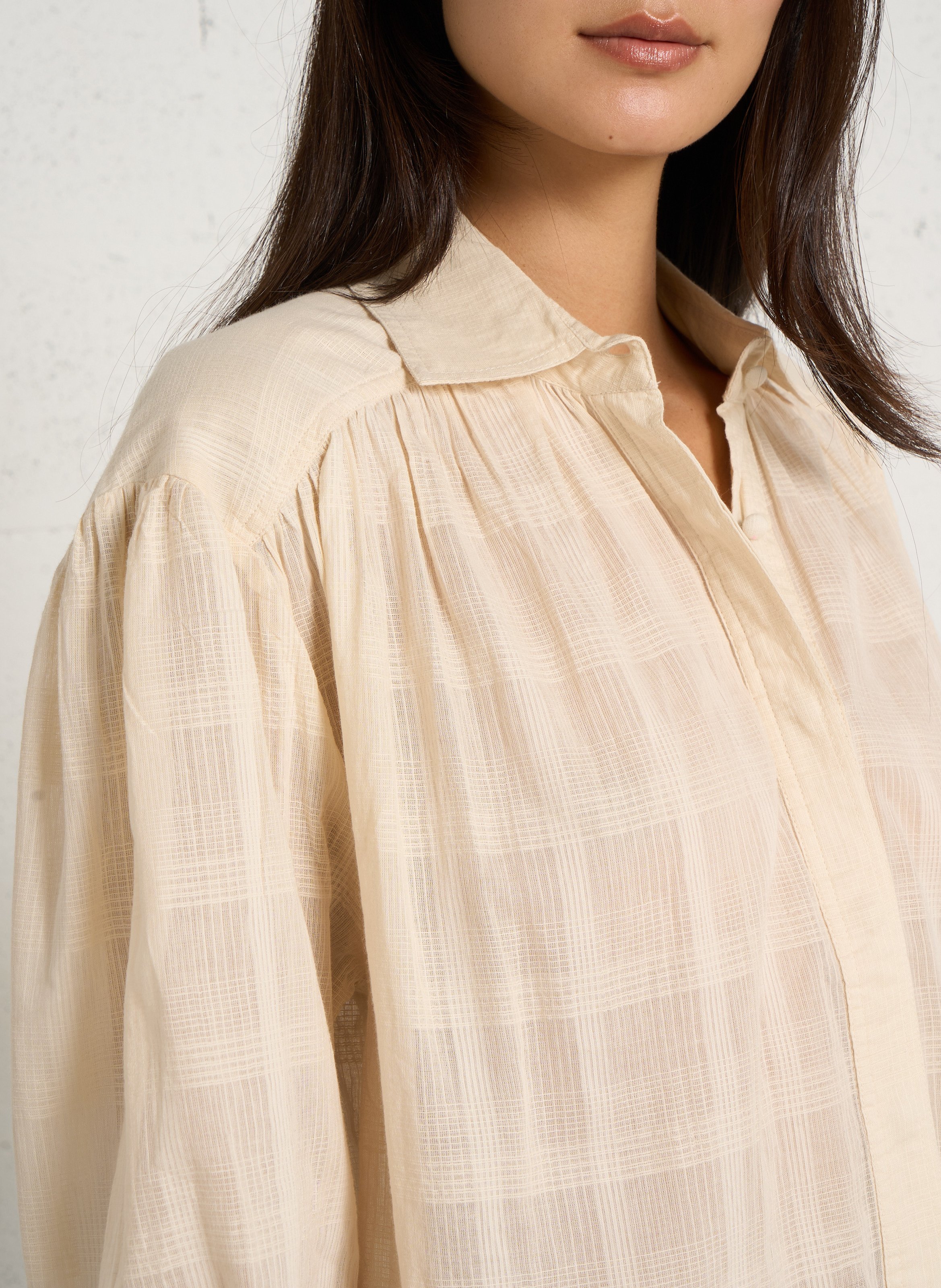 Kariertes Baumwollbluse DIEGA Beige
