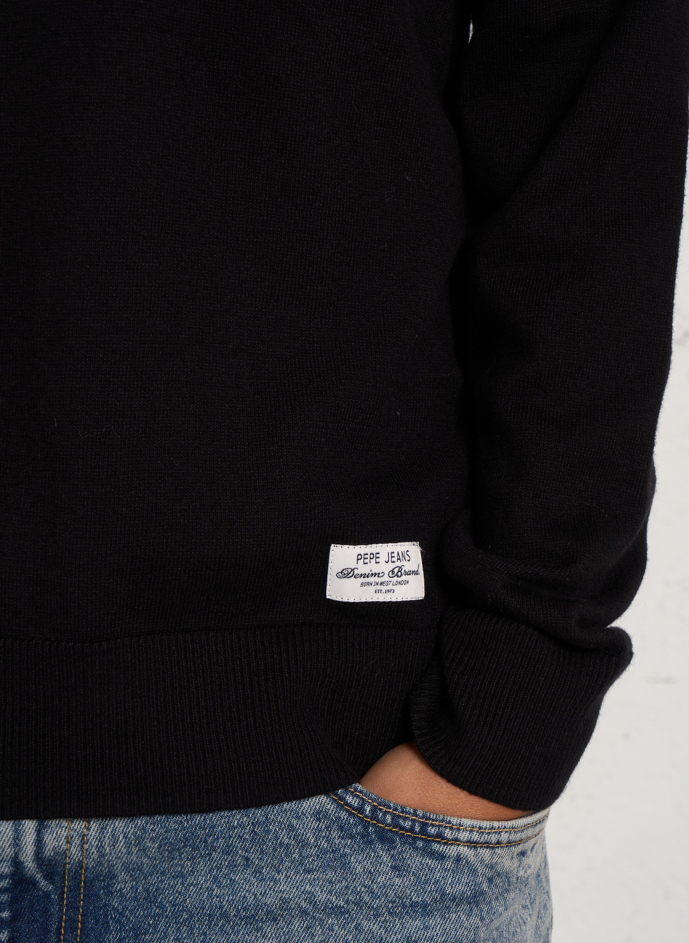 Gerader Rollkragenpullover aus Baumwolle, Wolle und Kaschmir PEPE JEANS Schwarz