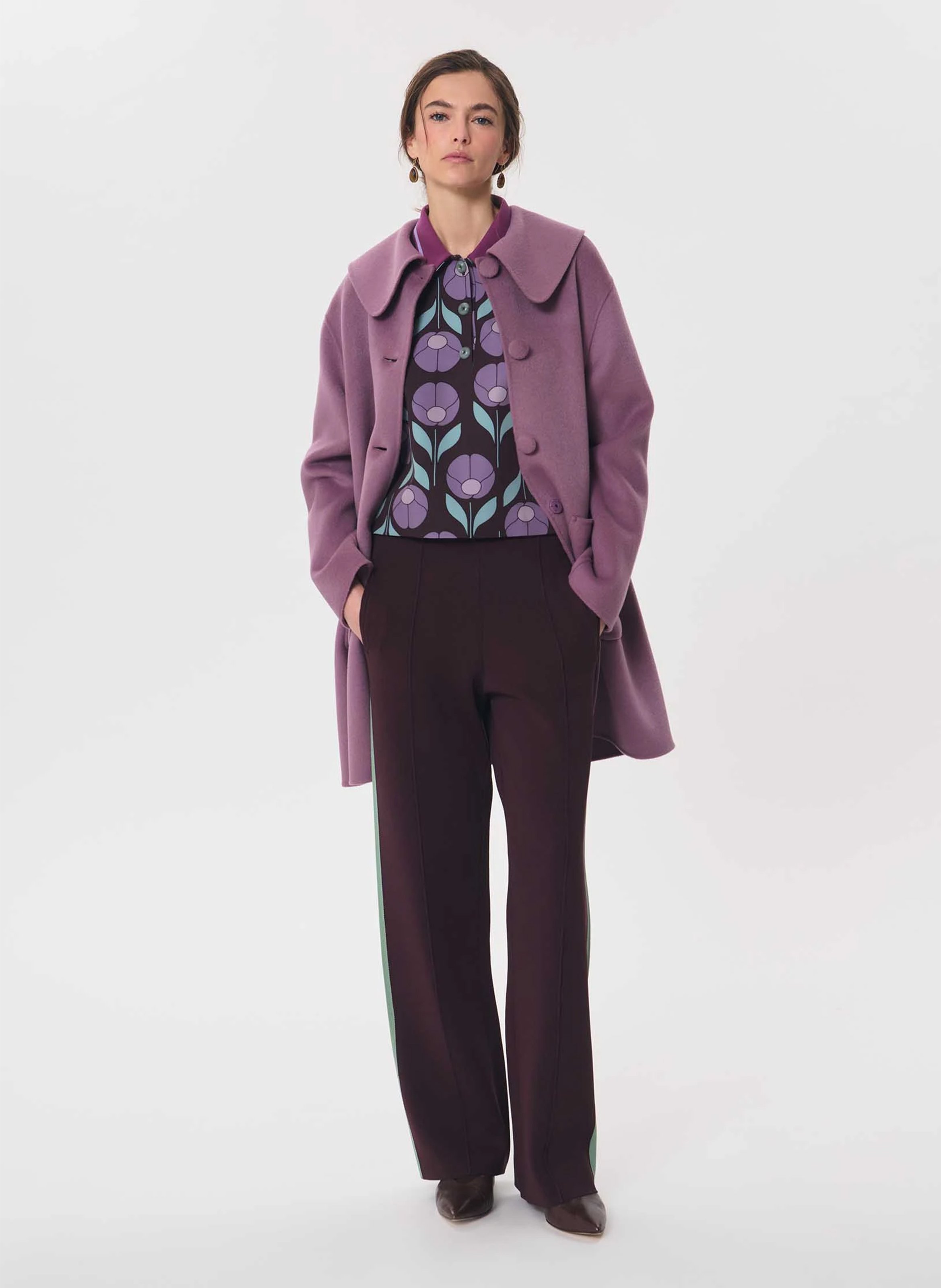 Straight wool-mix coat TARA JARMON Purple