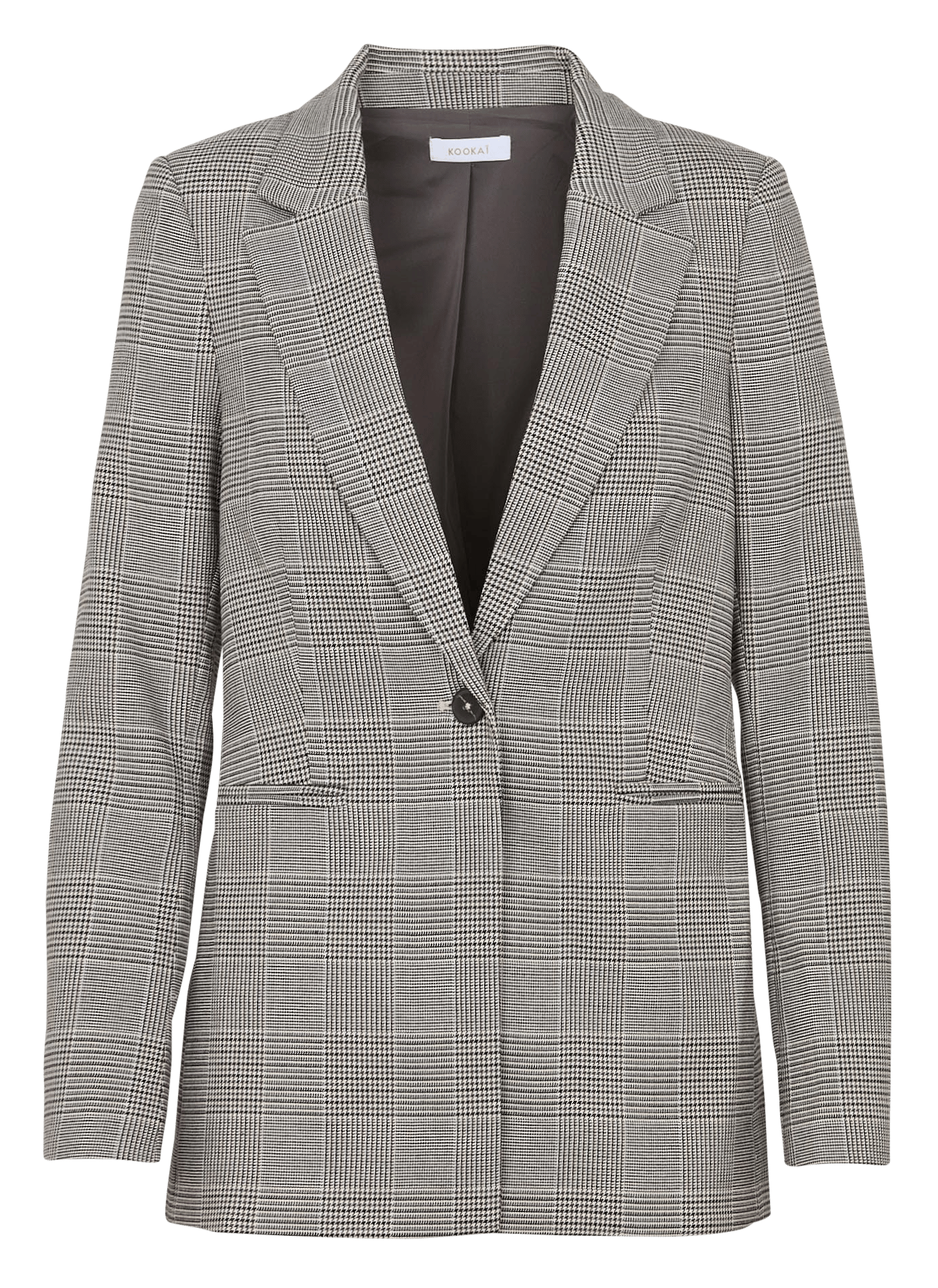 Veste ajustée col tailleur imprimé pieds de poule  KOOKAI Gris