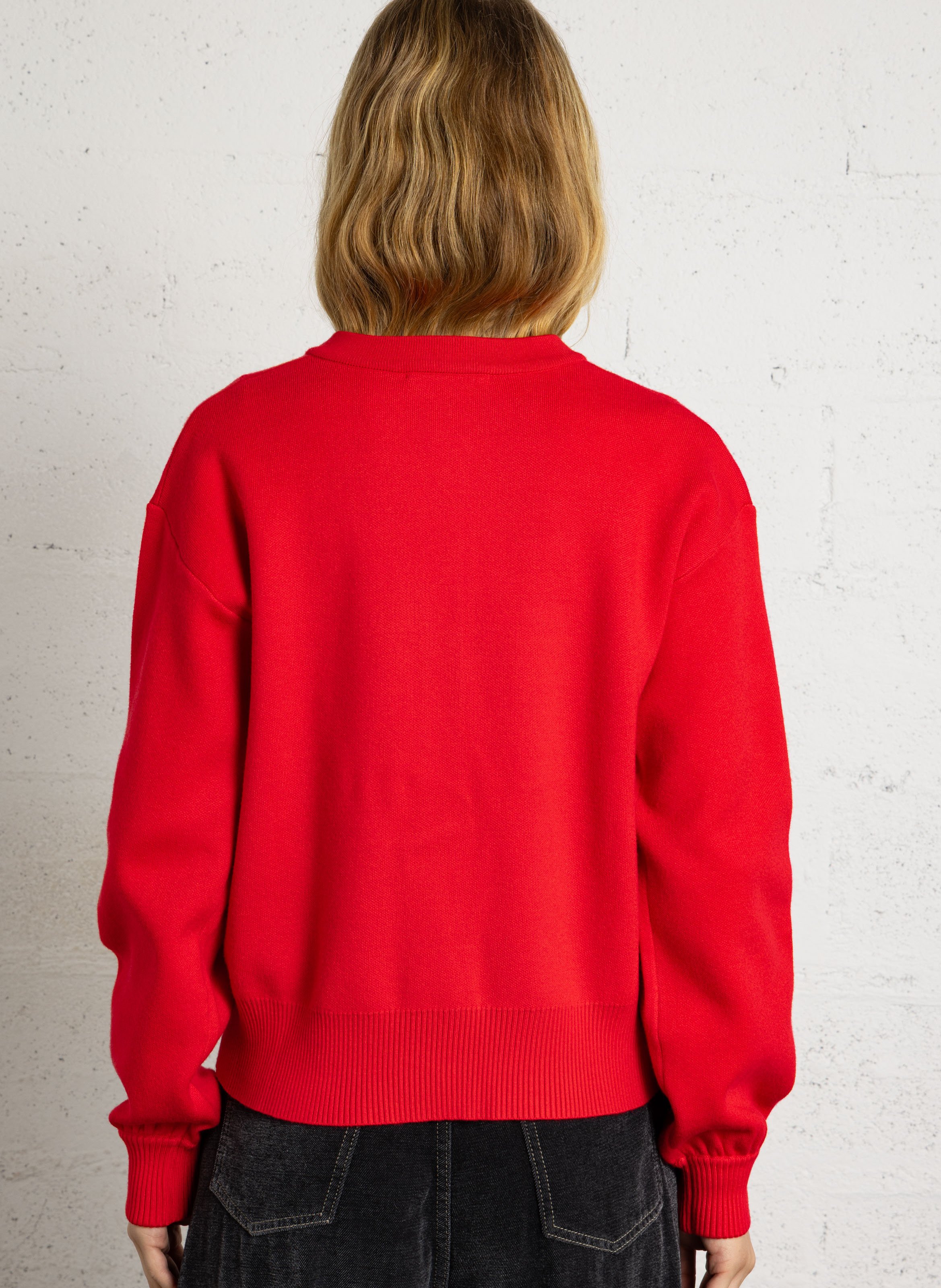 Recht gilet met ronde hals en borduursel NEVER FULLY DRESSED Rood