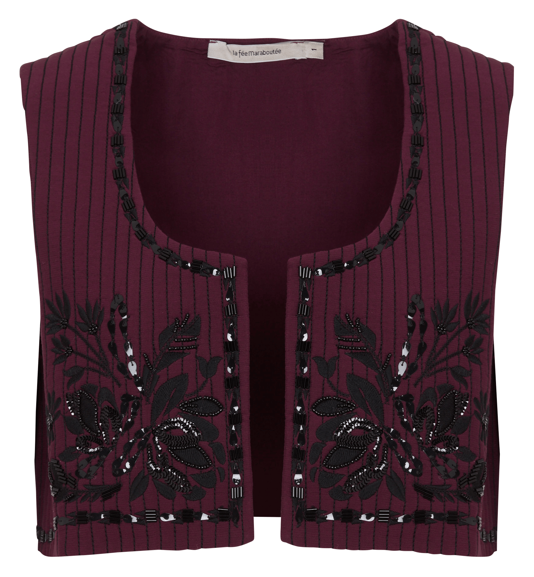 Short embroidered sleeveless jacket LA FEE MARABOUTEE Multicolored