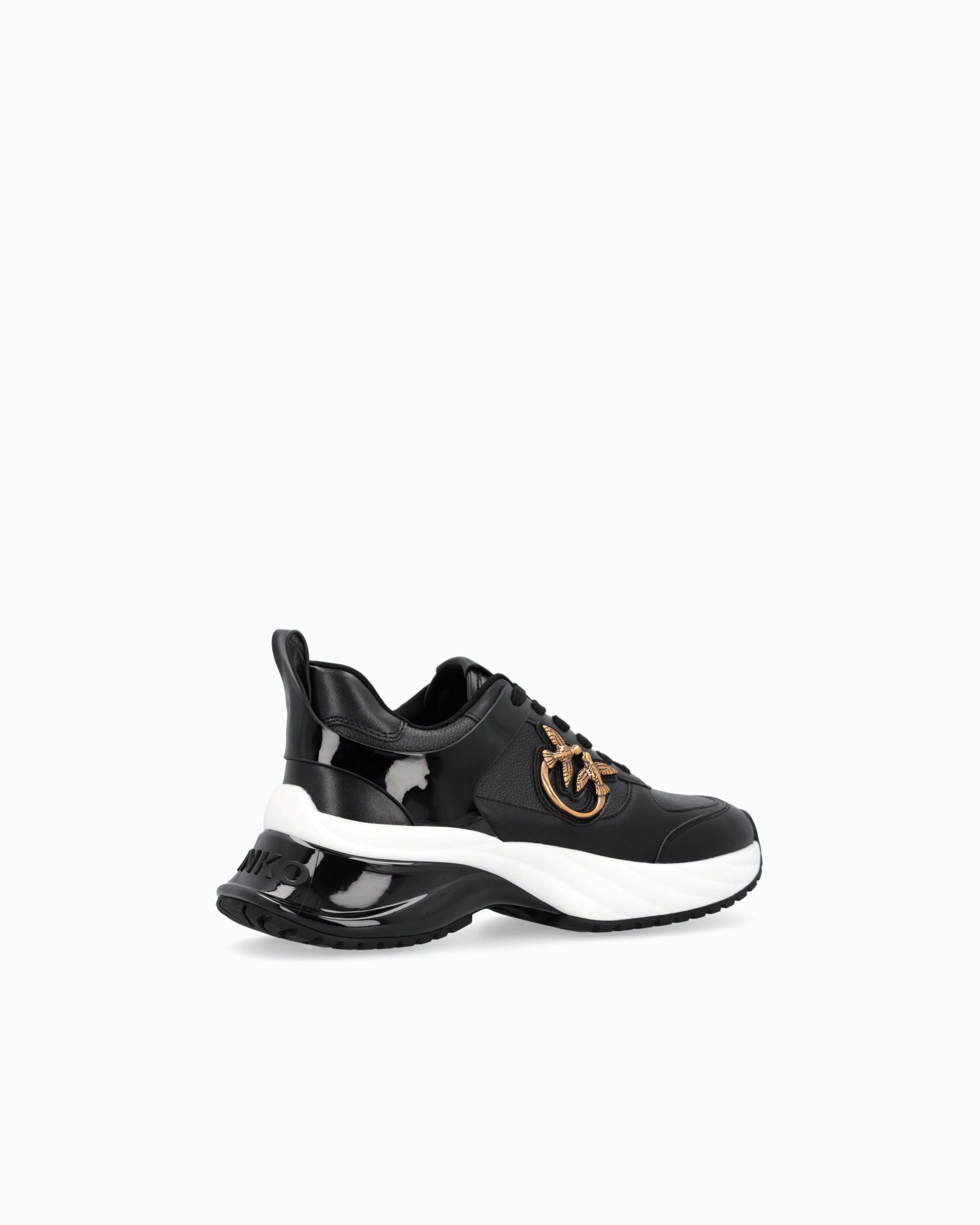 Ariel leather-effect sneakers with mirrored finish details PINKO Black